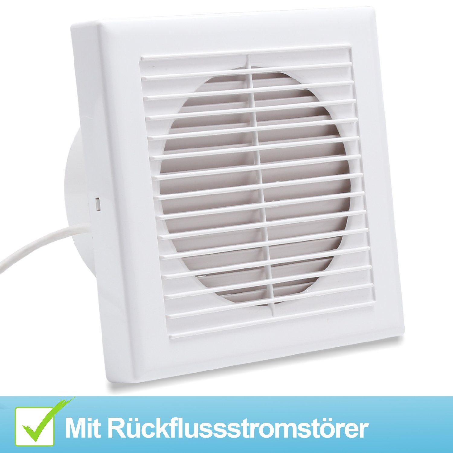 100/150mm Rückflussleitblech Clanmacy Ventilator Badlüfter Wandlüfter Mit Wandventilator