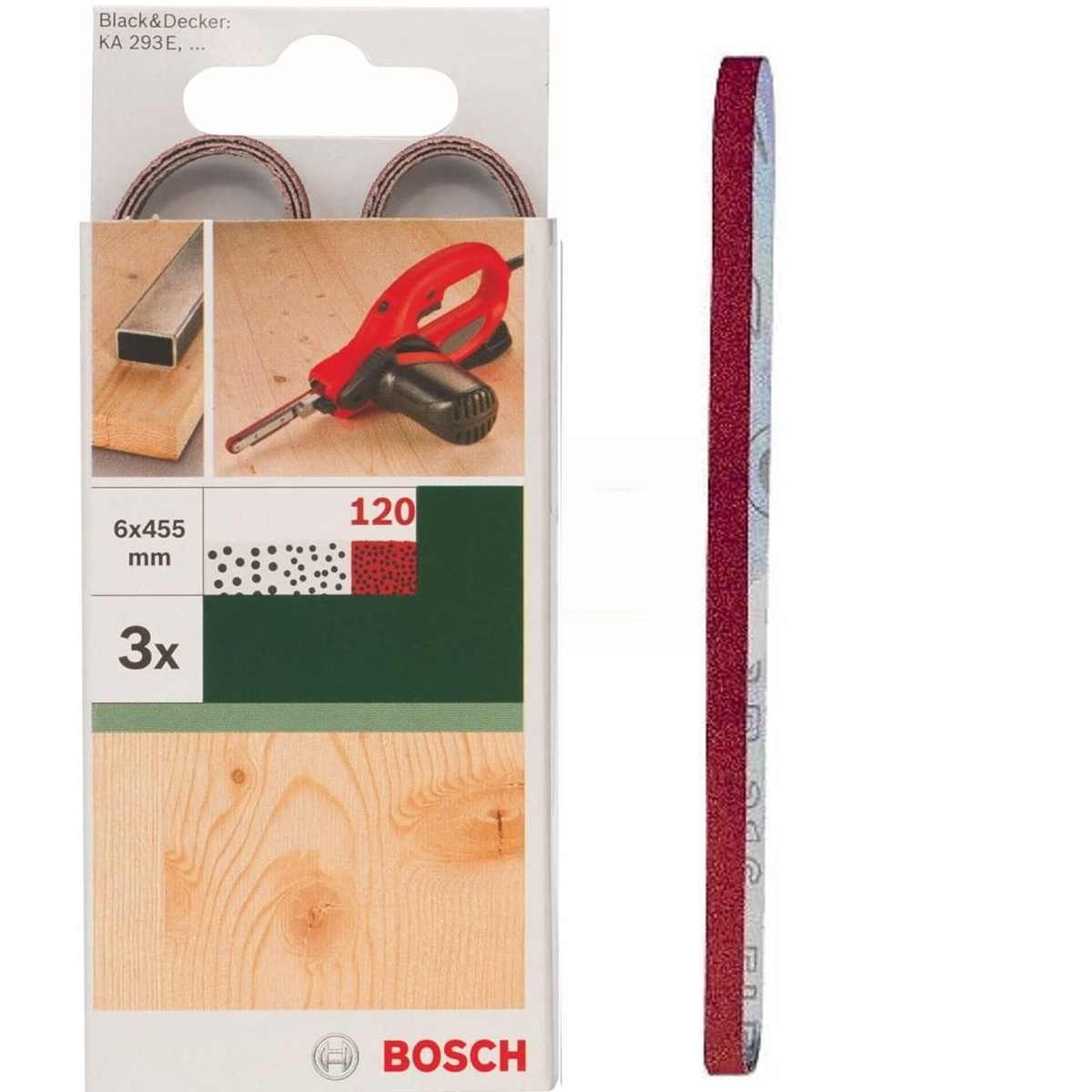 Powerfile KA Bosch 451 Bohrfutter x B+D BOSCH Schleifbänder mm, 3 für 293E 6 120 x K