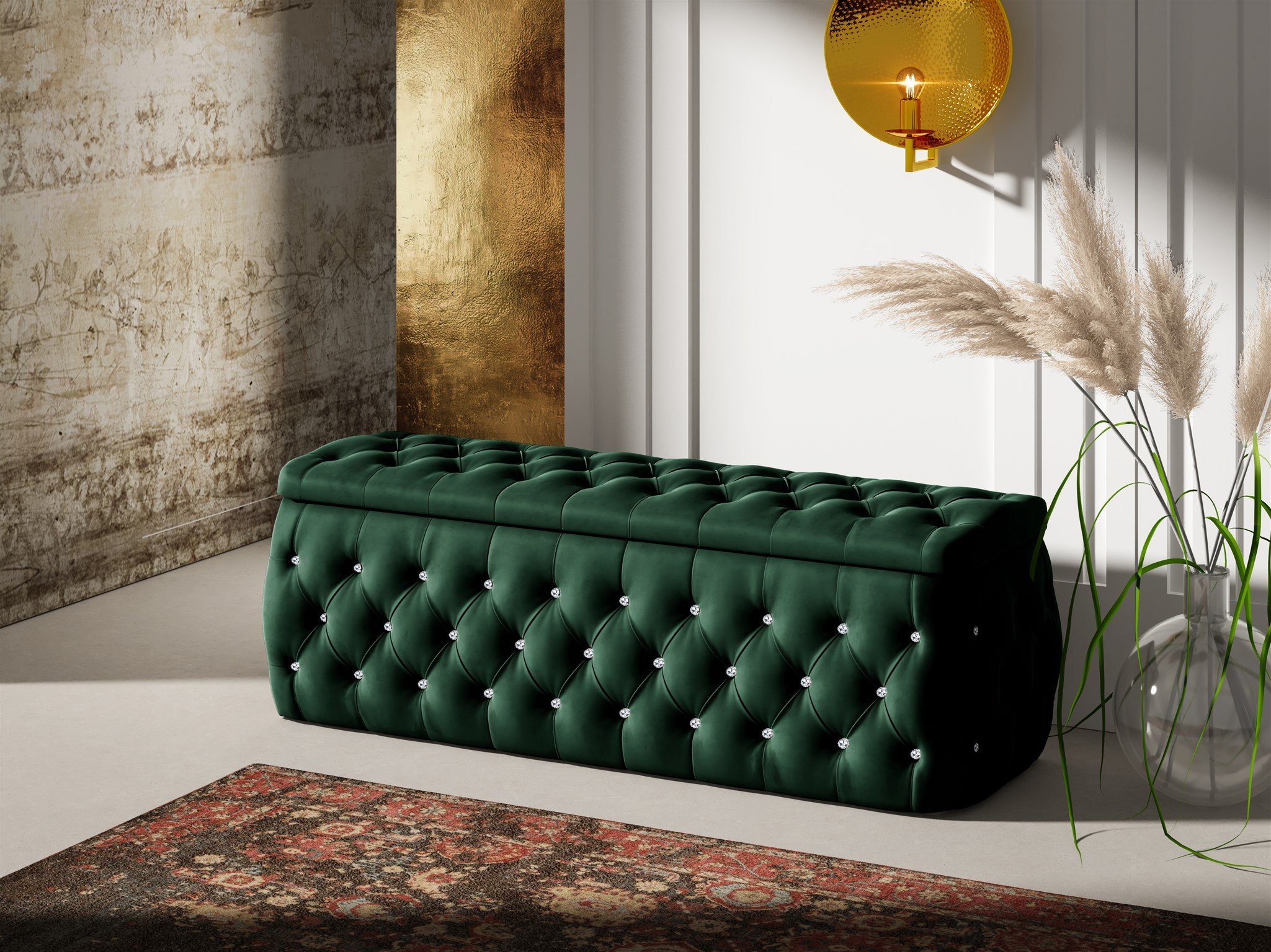 Fun Möbel Polsterhocker Betthocker SEVRA in Stoff Elisa Velvet (Breite: ca. 120/140/160/180 cm), inkl. Stauraum