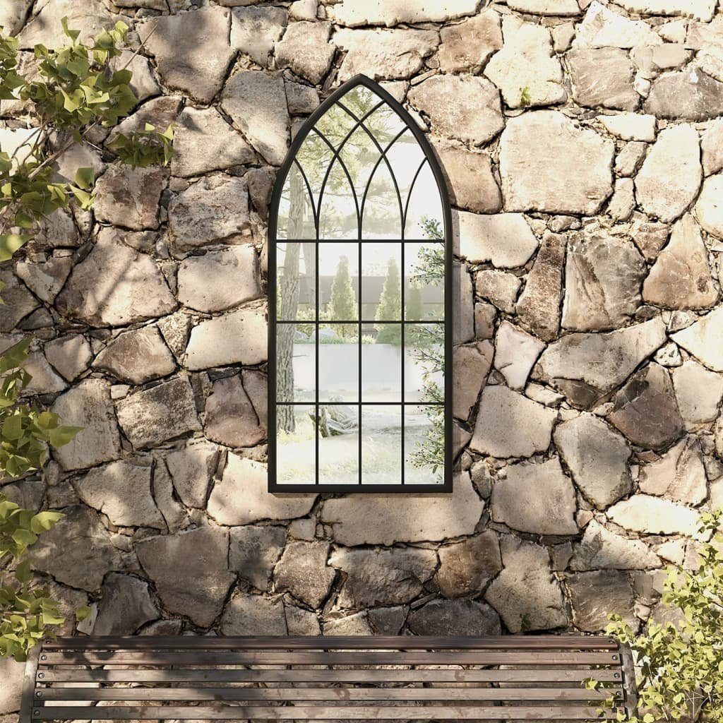 vidaXL Spiegel Gartenspiegel Schwarz 100x45 cm Eisen (1-St)