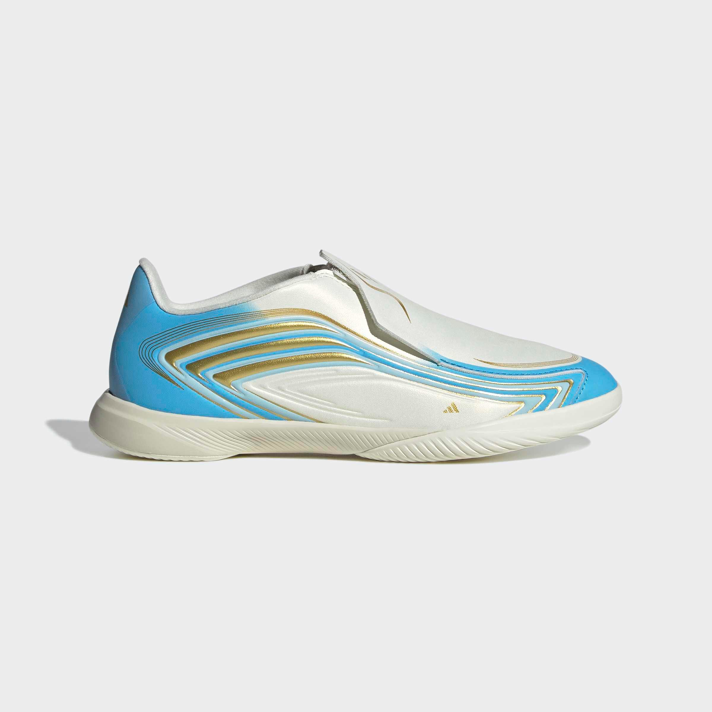 adidas Performance F50 MESSI LEAGUE KIDS, HALLENBÖDEN, OHNE SCHNÜRSENKEL Fußballschuh für Hallenboden, für Jugendliche & Kinder