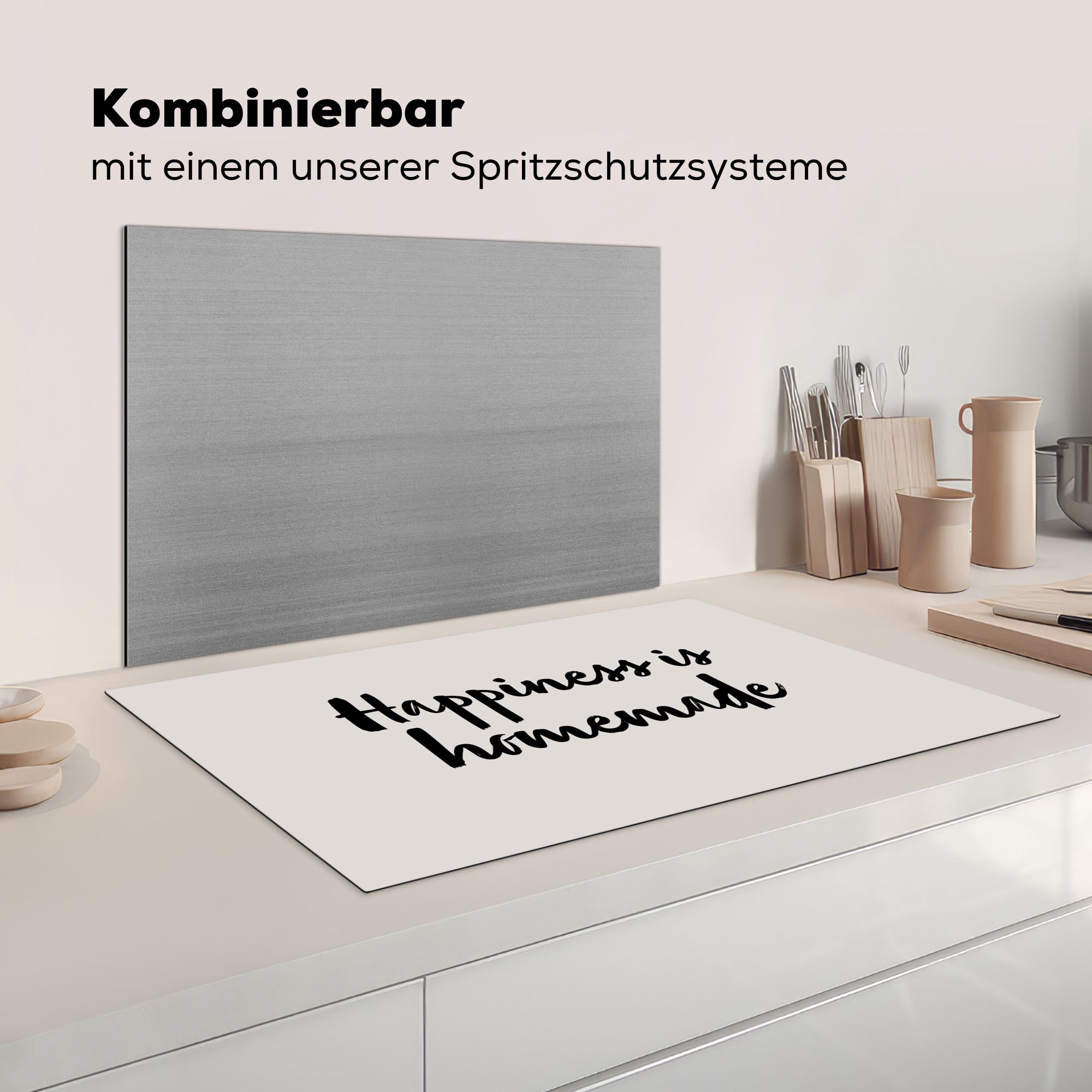 Arbeitsplatte Glück - - cm, Ceranfeldabdeckung, für Home MuchoWow (1 küche hausgemacht Herdblende-/Abdeckplatte tlg), Vinyl, -, ist Das - 83x51 Induktionskochfeld Küche