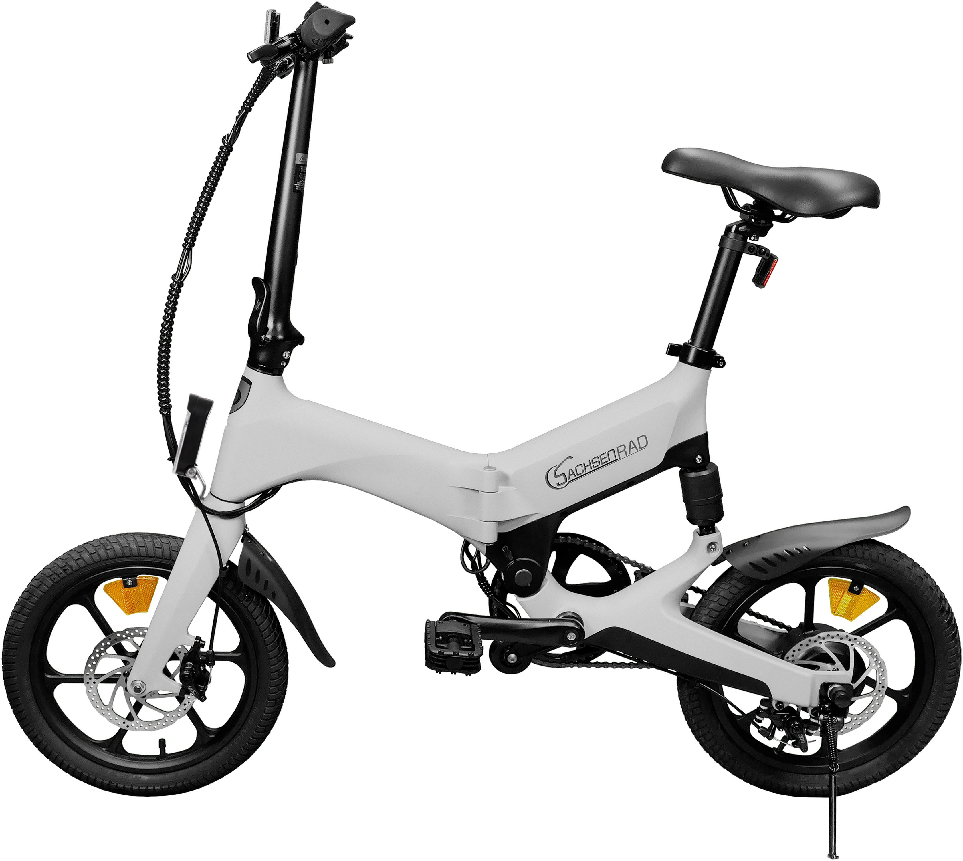 SachsenRAD E-Bike Faltrad F12, 1 Gang Shimano keine Schaltwerk, ohne Schaltung, Heckmotor, 190 Wh, LCD-Steuerdisplay, Fahrmodus Pedelec,  LED-Frontlicht, LED Rücklicht