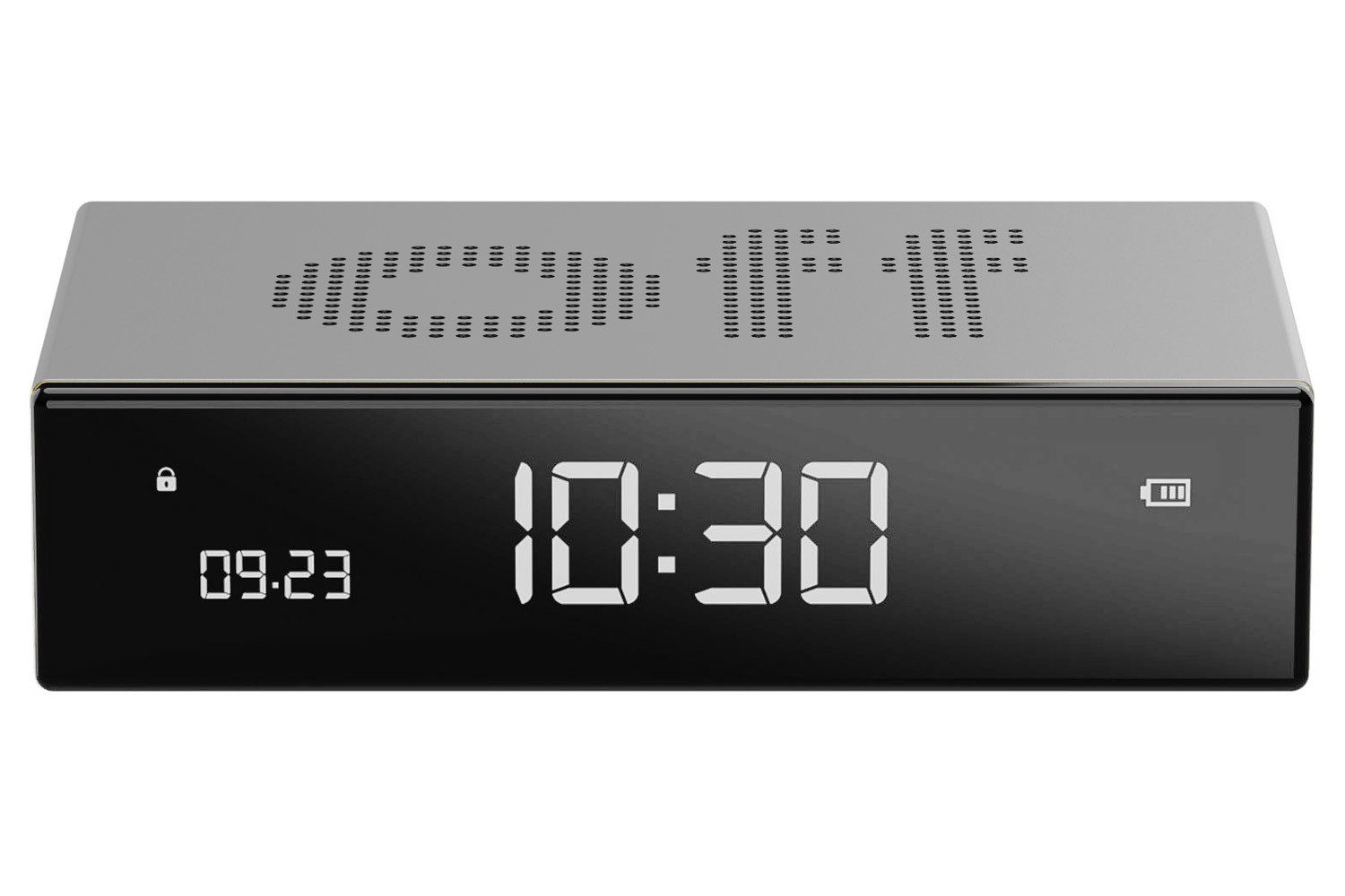 Lexon Quarzwecker Digitalwecker Flip Premium Silberfarben