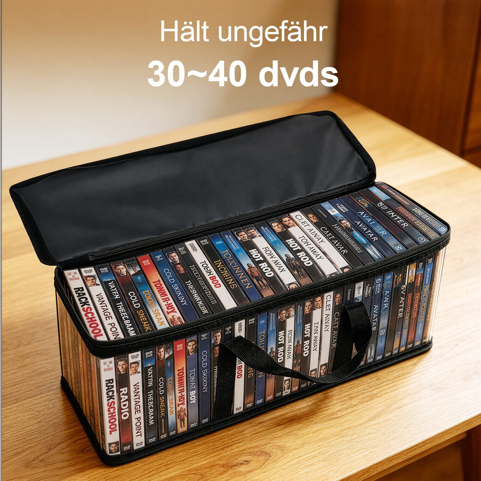Youyijia Aufbewahrungstasche DVD Aufbewahrungstasche mit Griff CD Organizer Box für Spiele