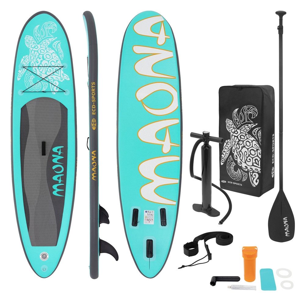 ECD Germany SUP-Board Stand Up Paddle Board aus PVC Maona Paddling Board, Stand-Up Paddle-Board, 308 cm SUP 120 kg türkis aufblasbar 10 cm Drop-Stitch Zubehörset