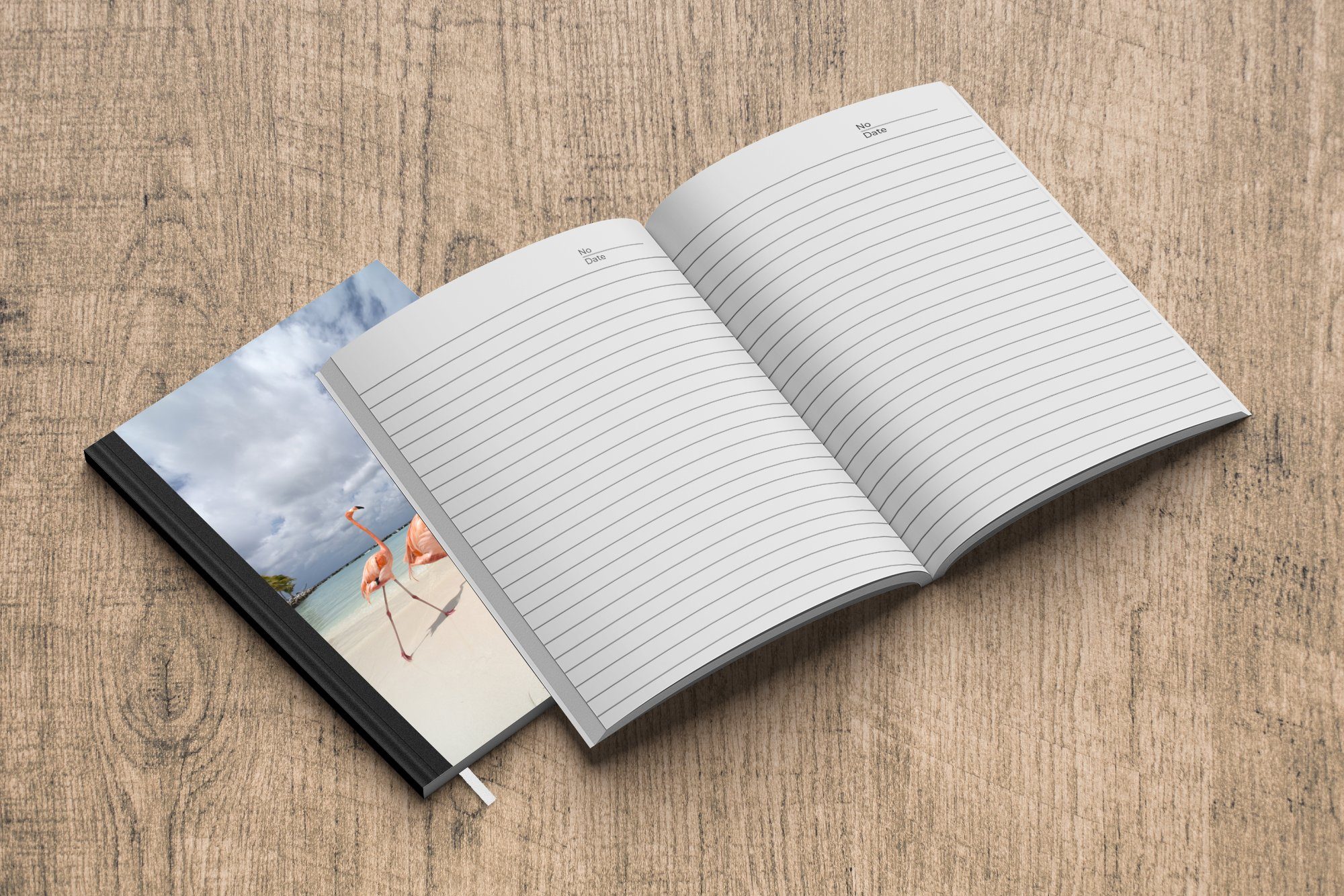 MuchoWow Notizbuch Zwei Flamingos Merkzettel, A5, Seiten, Notizheft, auf in Haushaltsbuch 98 Journal, Insel Aruba, Tagebuch, einer