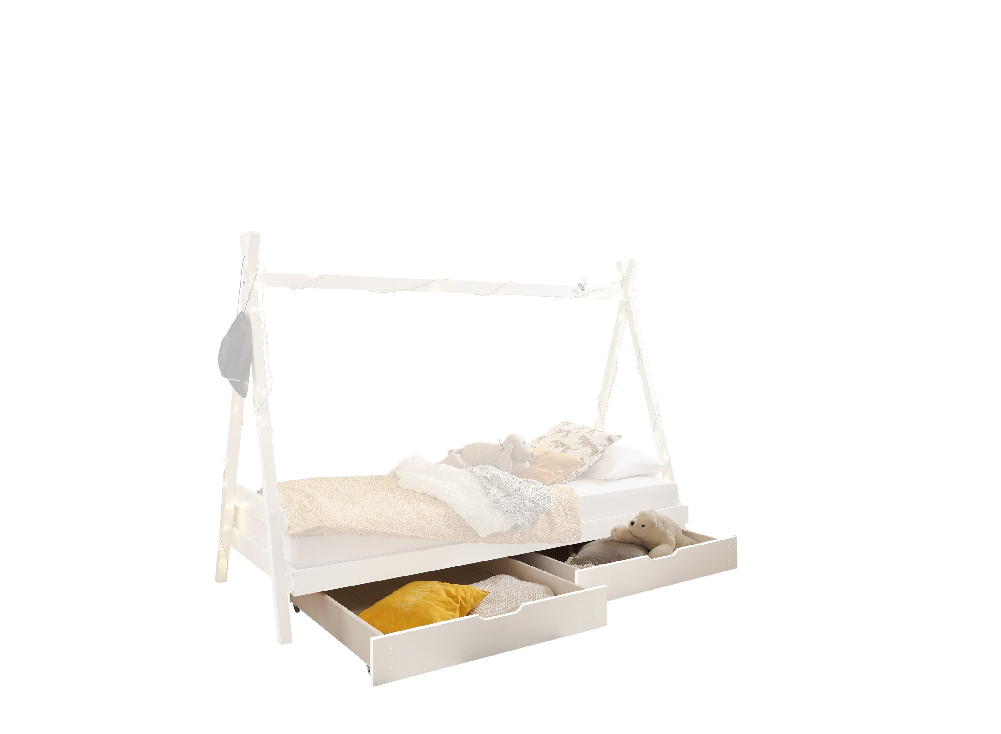 PREISBRECHER Bettschubkasten SORA (2er Set), (2er Set) in Weiß, Kiefer massiv - 97x15x91cm (BxHxT)