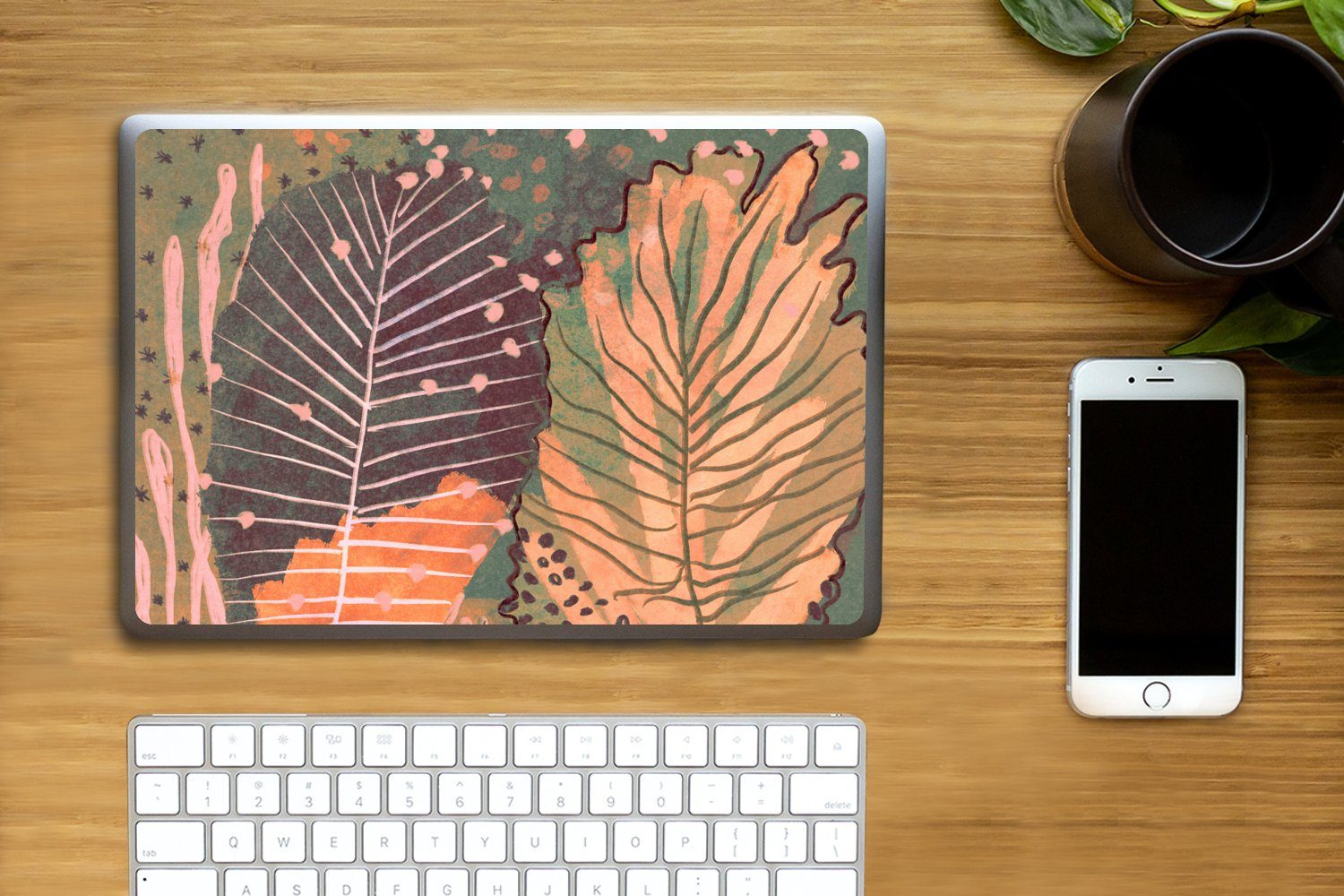 Thumbnail - MuchoWow Laptop-Aufkleber Vintage - Herbst - Kunst - Wald - Natur, (1tlg), Laptop Folien Cover, Aufkleber, Sticker, Schu...