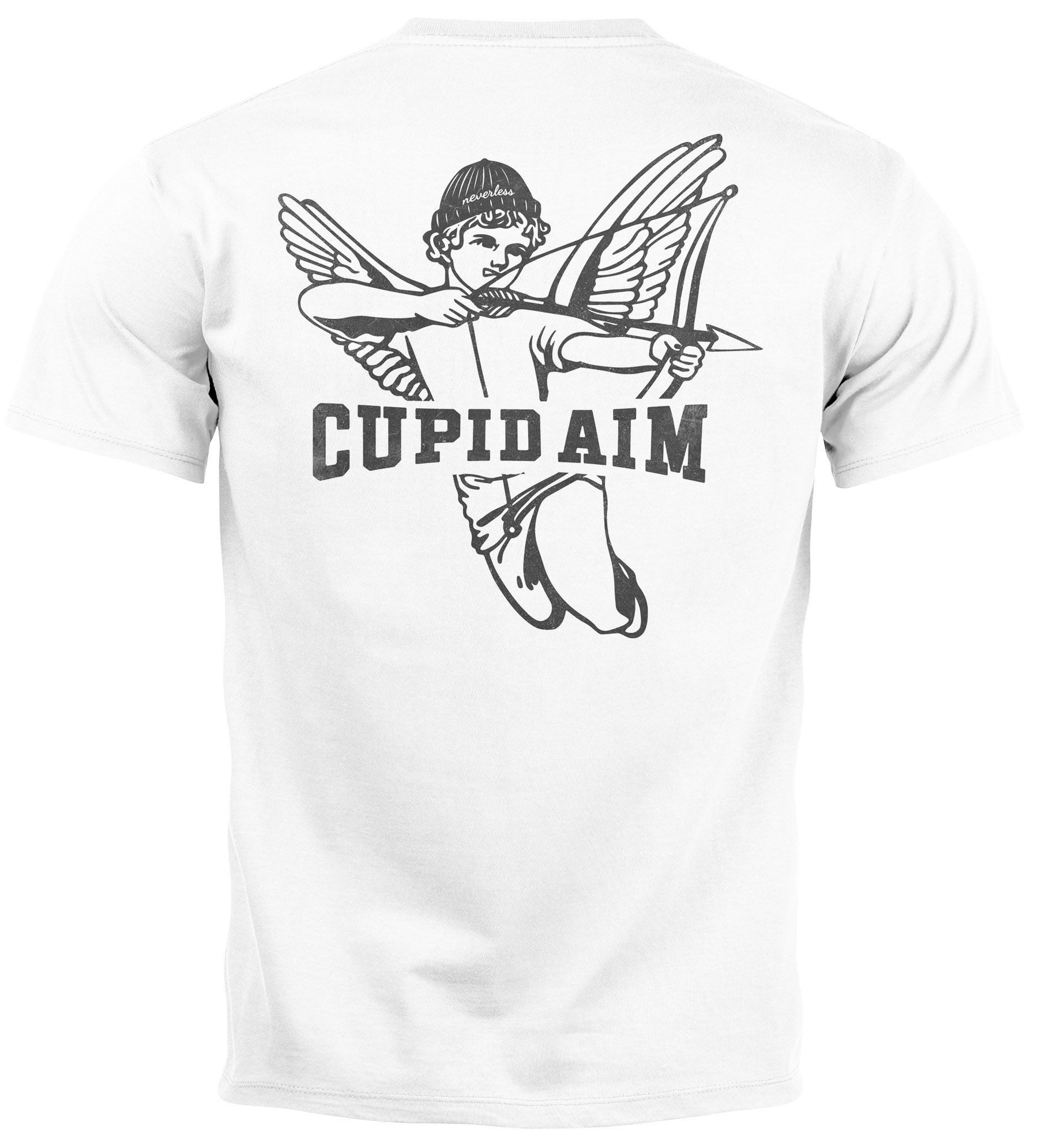 Neverless Print-Shirt Herren T-Shirt Backprint Engel Aufdruck Schriftzug Cupid Aim Amor mit Print. € 27,90