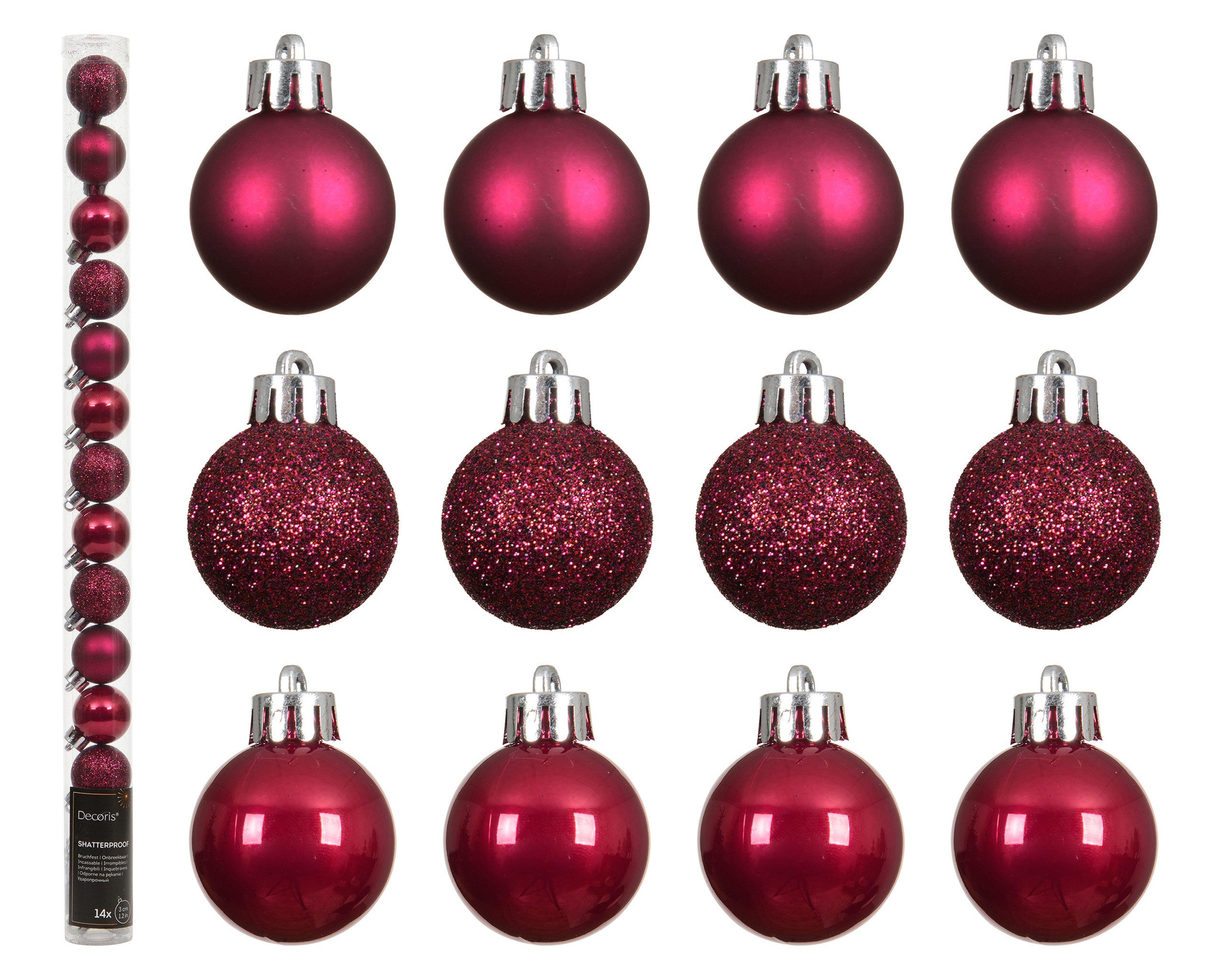 Kaemingk Weihnachtsbaumkugel, Weihnachtskugeln Kunststoff 3cm 14er Set - Fe günstig online kaufen