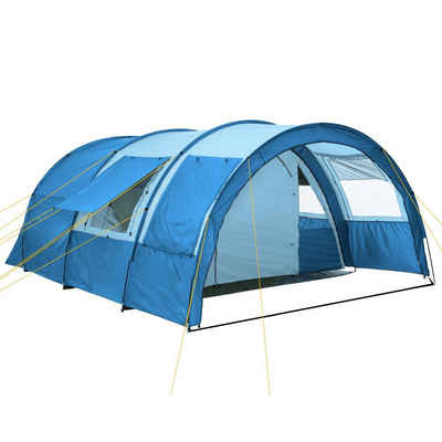 CampFeuer Tunnelzelt Zelt Multi für 4 Personen, Blau / Hellbau, 5000 mm Wassersäule, Personen: 4
