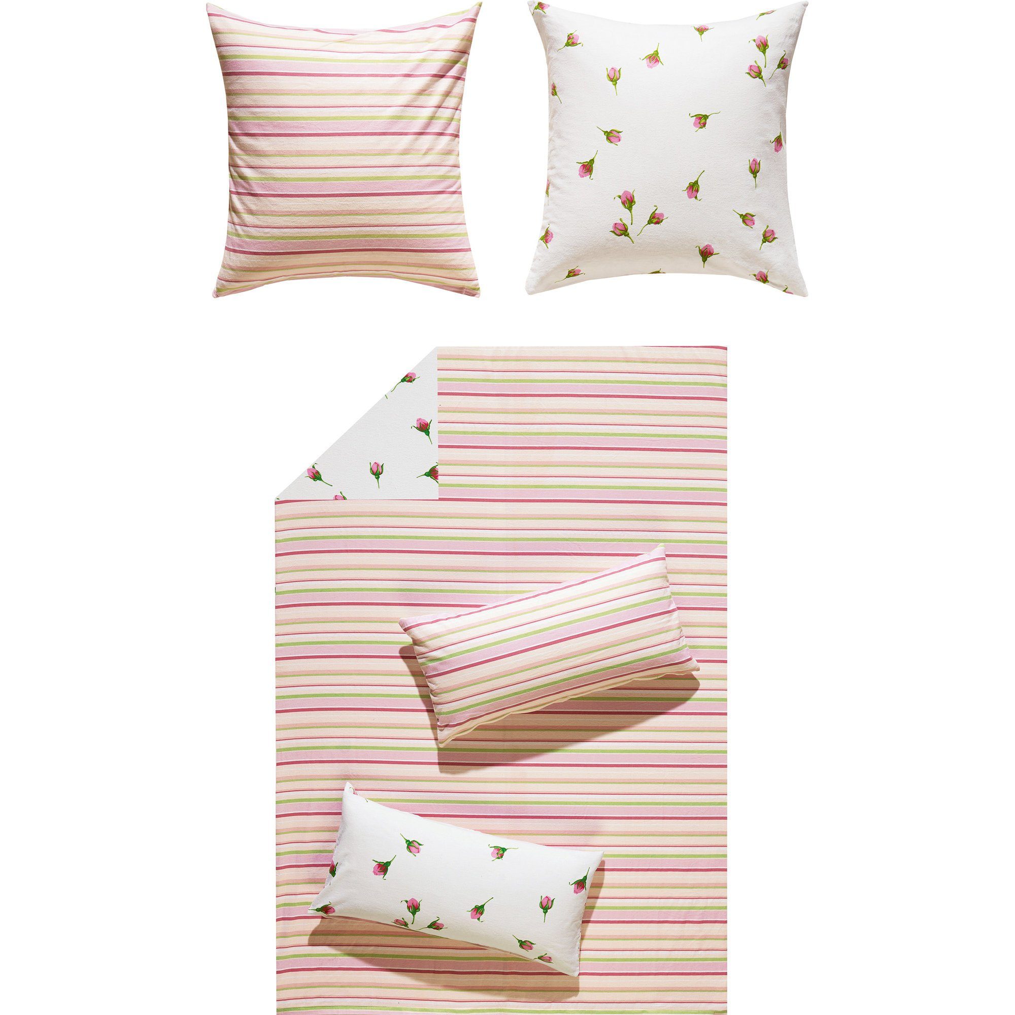 REDBEST Bettwäsche Wendebettwäsche, Biber, Flanell Blumen günstig online kaufen