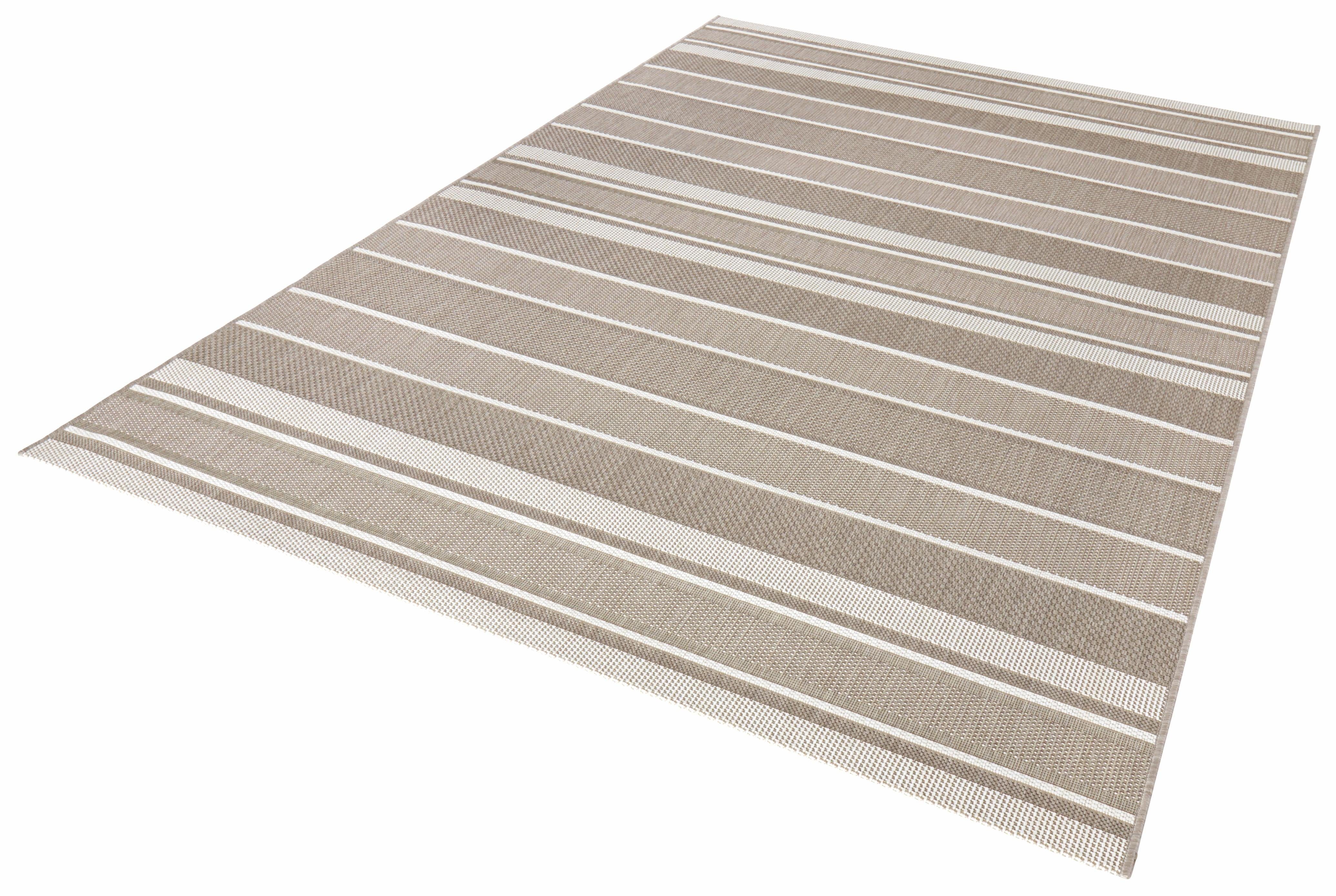 Teppich Strap, NORTHRUGS, rechteckig, Höhe: 8 mm, In- & Outdoor, Teppich, Streifen, Balkon, Terrasse, Garten, Wohnzimmer beige
