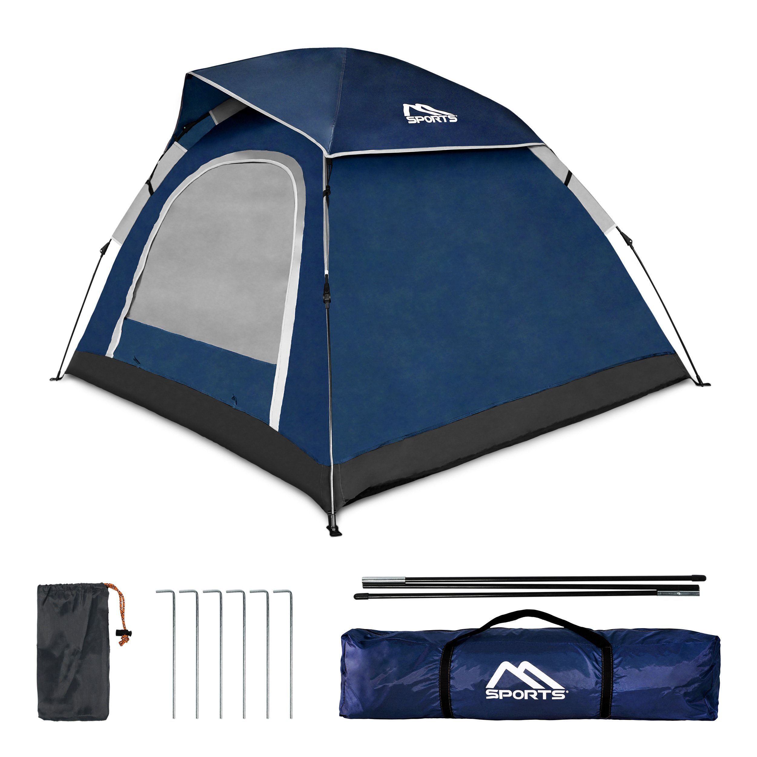 MSports® Igluzelt Campingzelt Pop Up Zelt 2-3 Personen Würfelzelt Wasserdicht Winddicht Kuppelzelt Zelt Königsblau