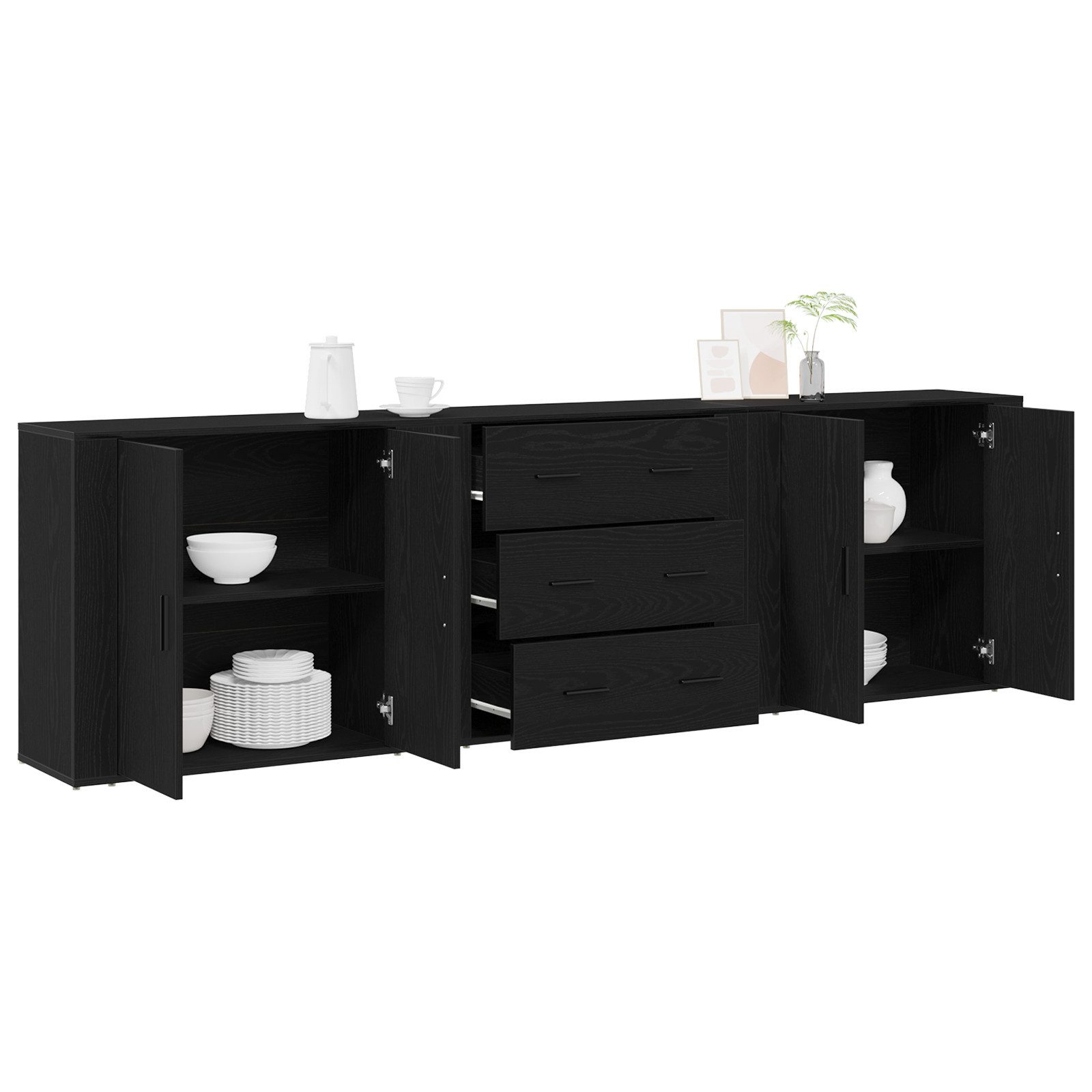 vidaXL Sideboard Sideboards 3 Teile Schwarze günstig online kaufen