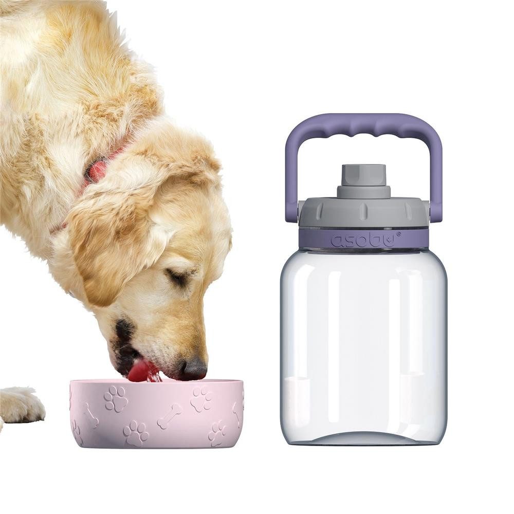 ASOBU Trinkflasche The Barkley Dog Bowl Trinkflasche mit Hundenapf rosa, 1,5 l, komfortabler Tragegriff