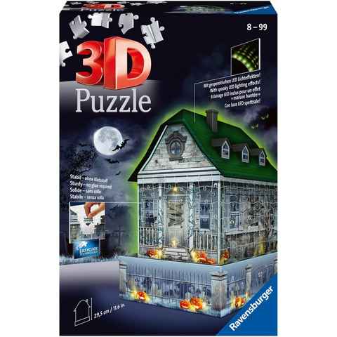 Ravensburger 3D-Puzzle Gruselhaus bei Nacht, 216 Puzzleteile, mit gespenstischen LED-Effekten; FSC® - schützt Wald - weltweit
