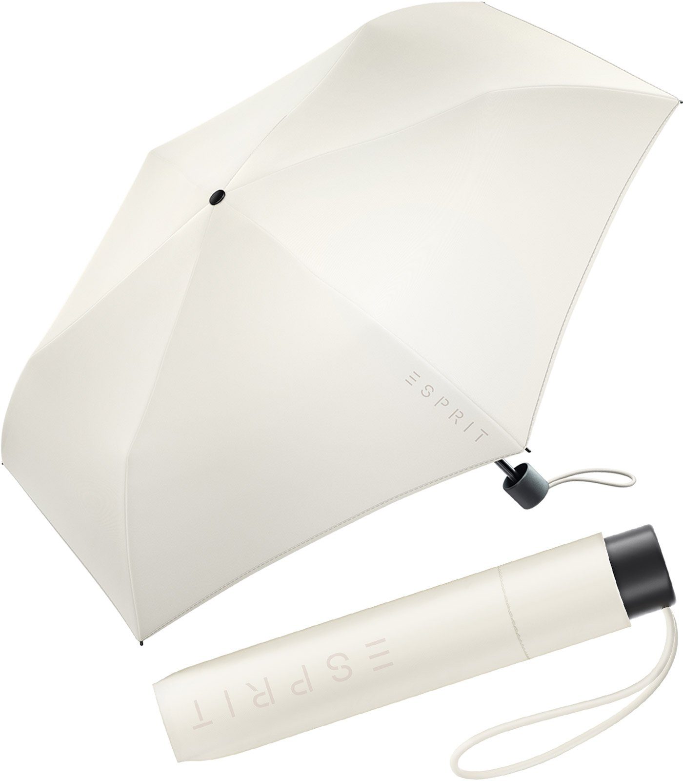 Damen FJ in Regenschirm leicht, sehr neuen Esprit Taschenregenschirm Mini Trendfarben Slimline 2022, den ivory