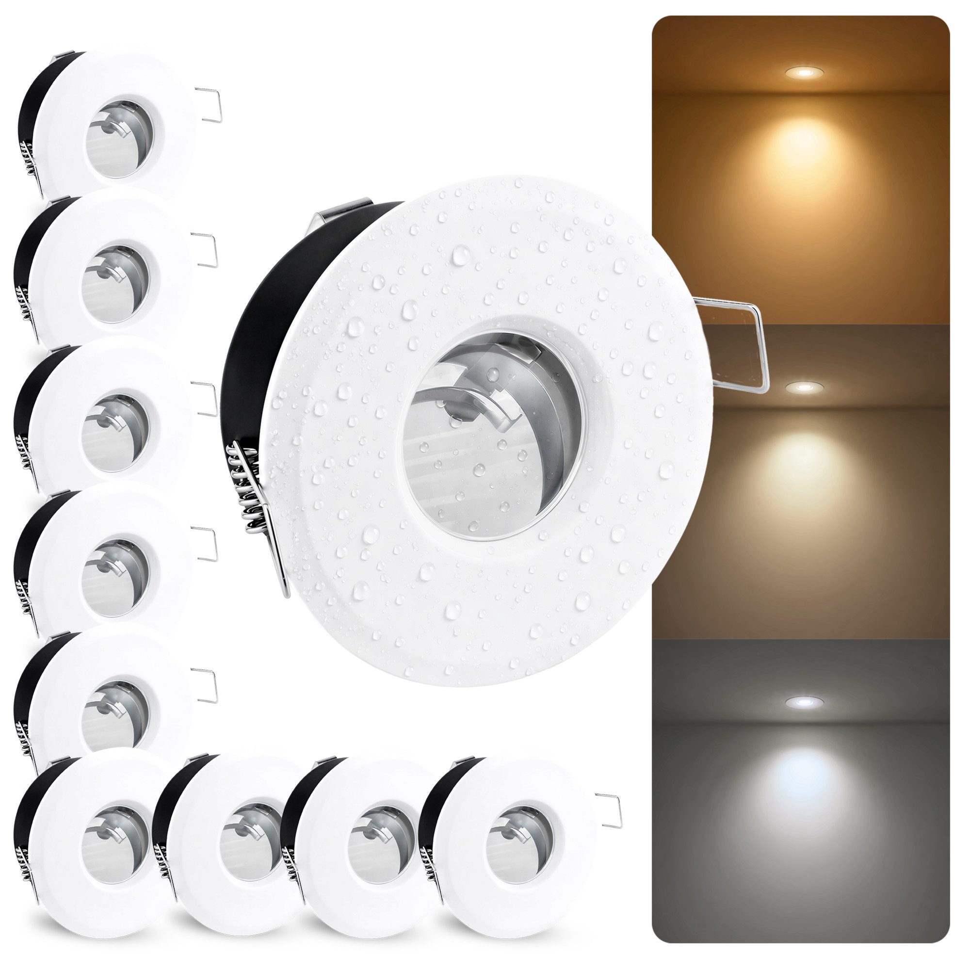 linovum LED Einbaustrahler 10x Einbauspot IP65 LumiFLEX GU10 6W warmweiß neutralweiß tageslicht, Neutralweiß, Warmweiß, Tageslichtweiß