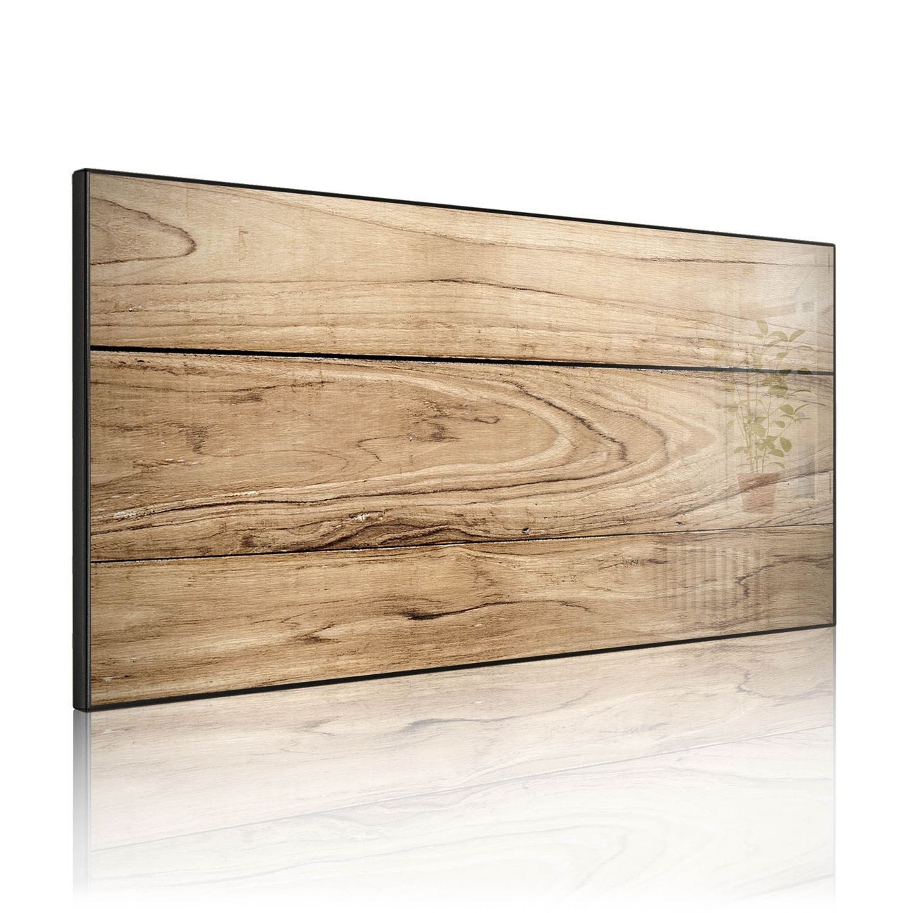 banjado Magnettafel Schwarz aus Stahl Querformat mit Motiv Holzplanken, (inkl. 4 Magnete, Stahlmagnettafel)