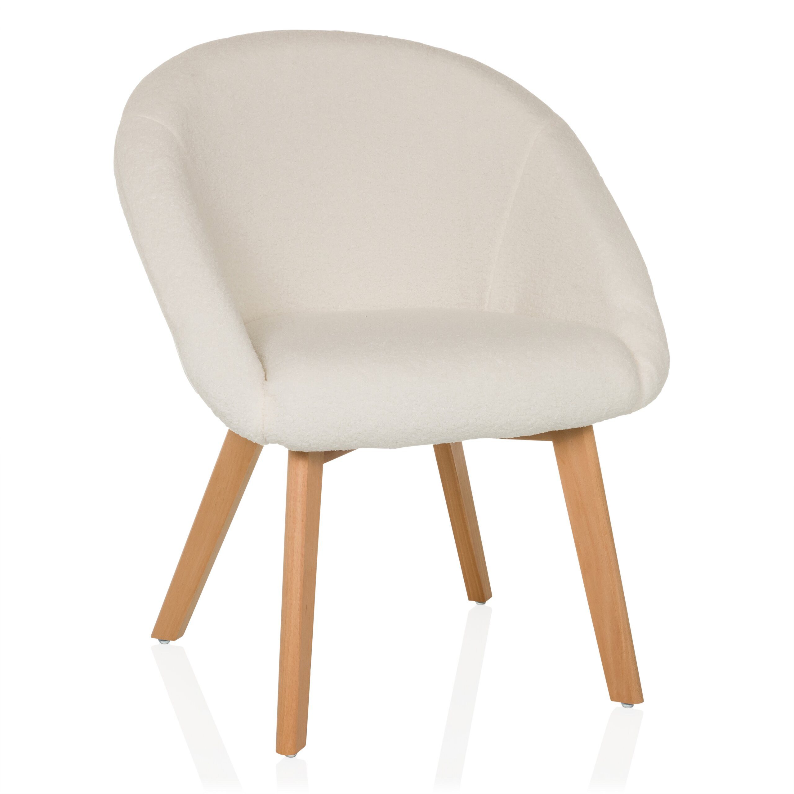 hjh LIVING Esszimmerstuhl SCANDI TED Stuhl gepolstert Stoff 1 St. (1 St), Esszimmer Stuhl, aus weichem Bouclé-Stoff, Holzbeine aus Buche