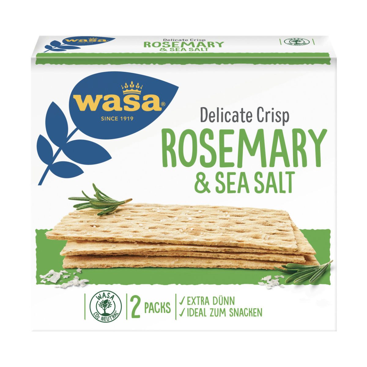 Wasa Brot, Wasa Knäckebrot Delicate Crisp Rosmarin und Salz extra dünn 190g