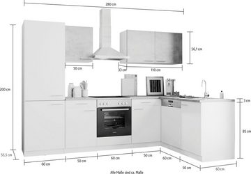 RESPEKTA Küchenzeile Malia, Breite 280 cm, mit Soft-Close, in exklusiver Konfiguration für OTTO