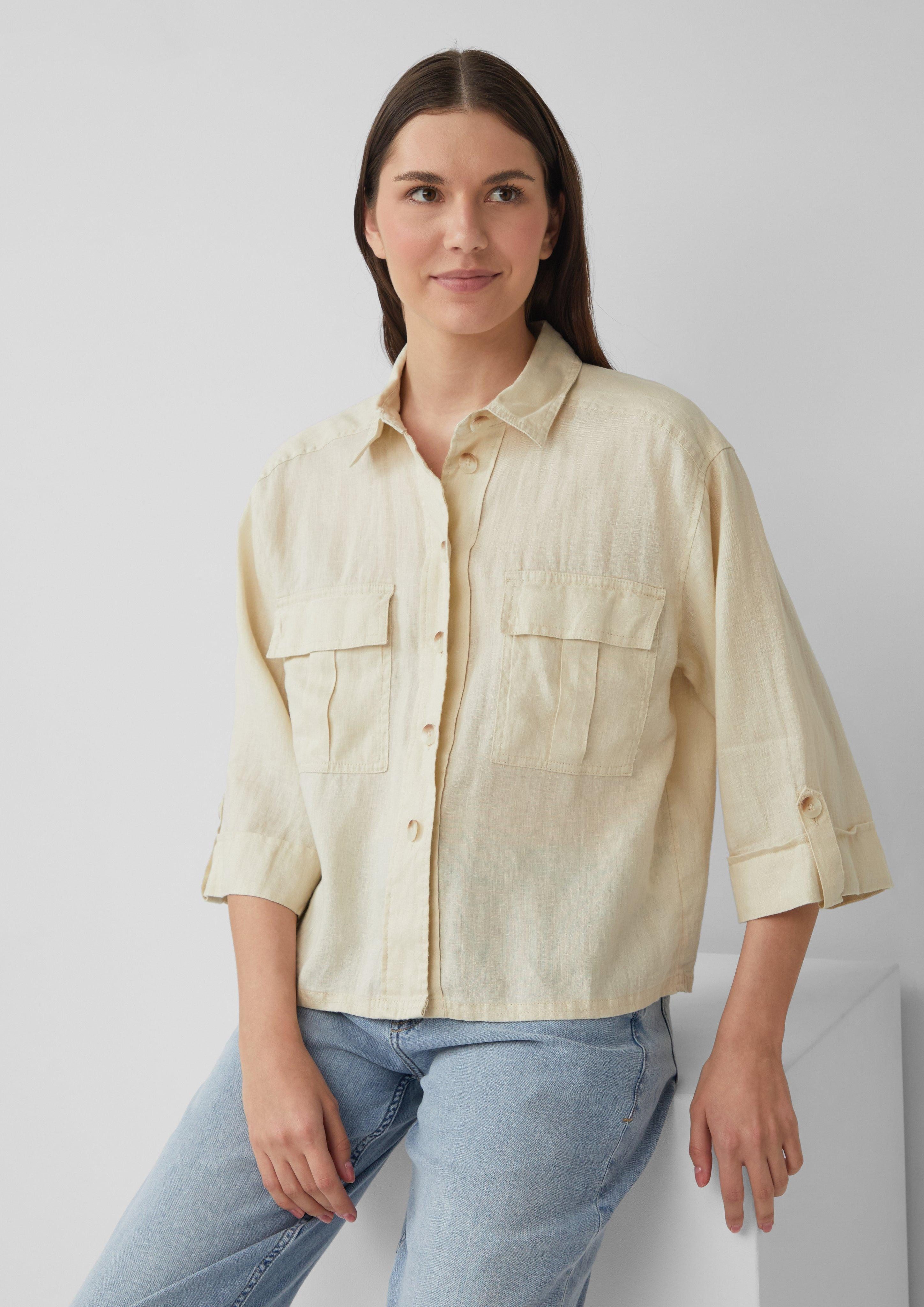 s.Oliver Langarmbluse Leinen-Overshirt im Relaxed Fit günstig online kaufen