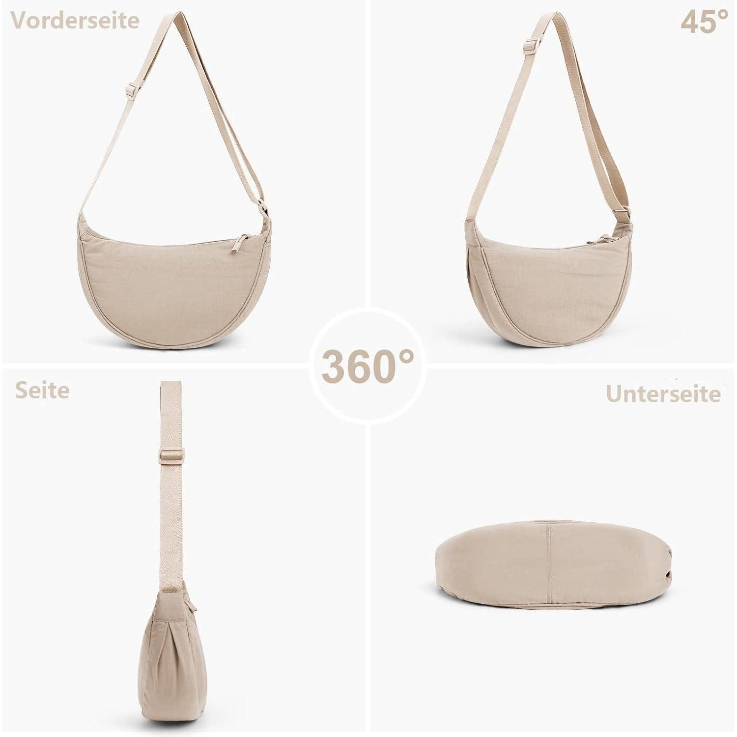 LuxusKollektion Umhängetasche Damen Halbmond Crossbody Tasche in Beige 31x16x9cm