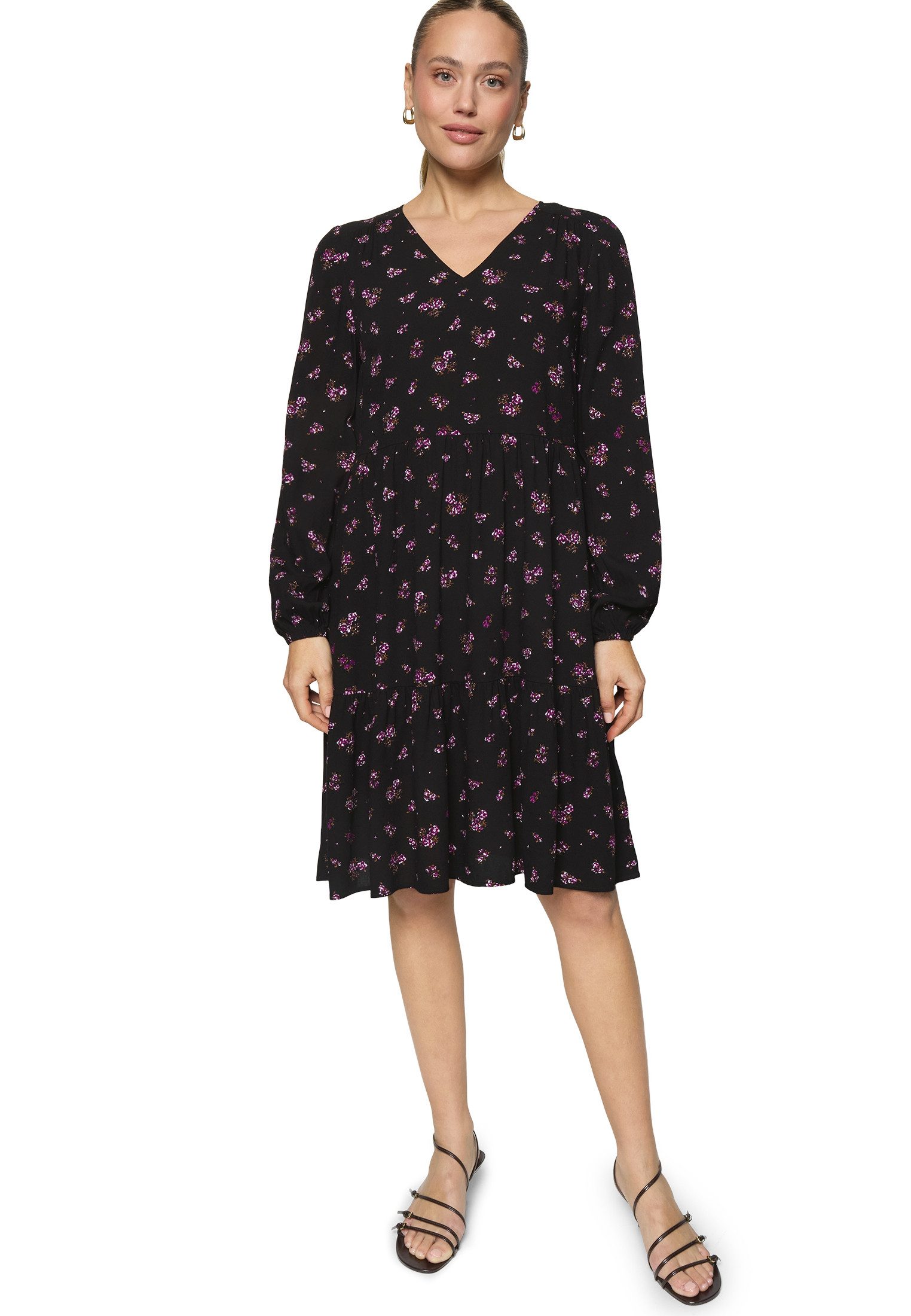 Zero Sommerkleid Damen mit Blumen drapiert / gerafft