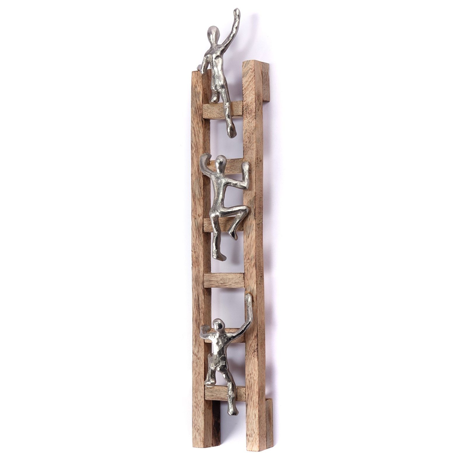 CREEDWOOD Wanddekoobjekt WAND SKULPTUR "CLIMB", Mangoholz, 58cm, Wanddeko, Wandbild Leiter