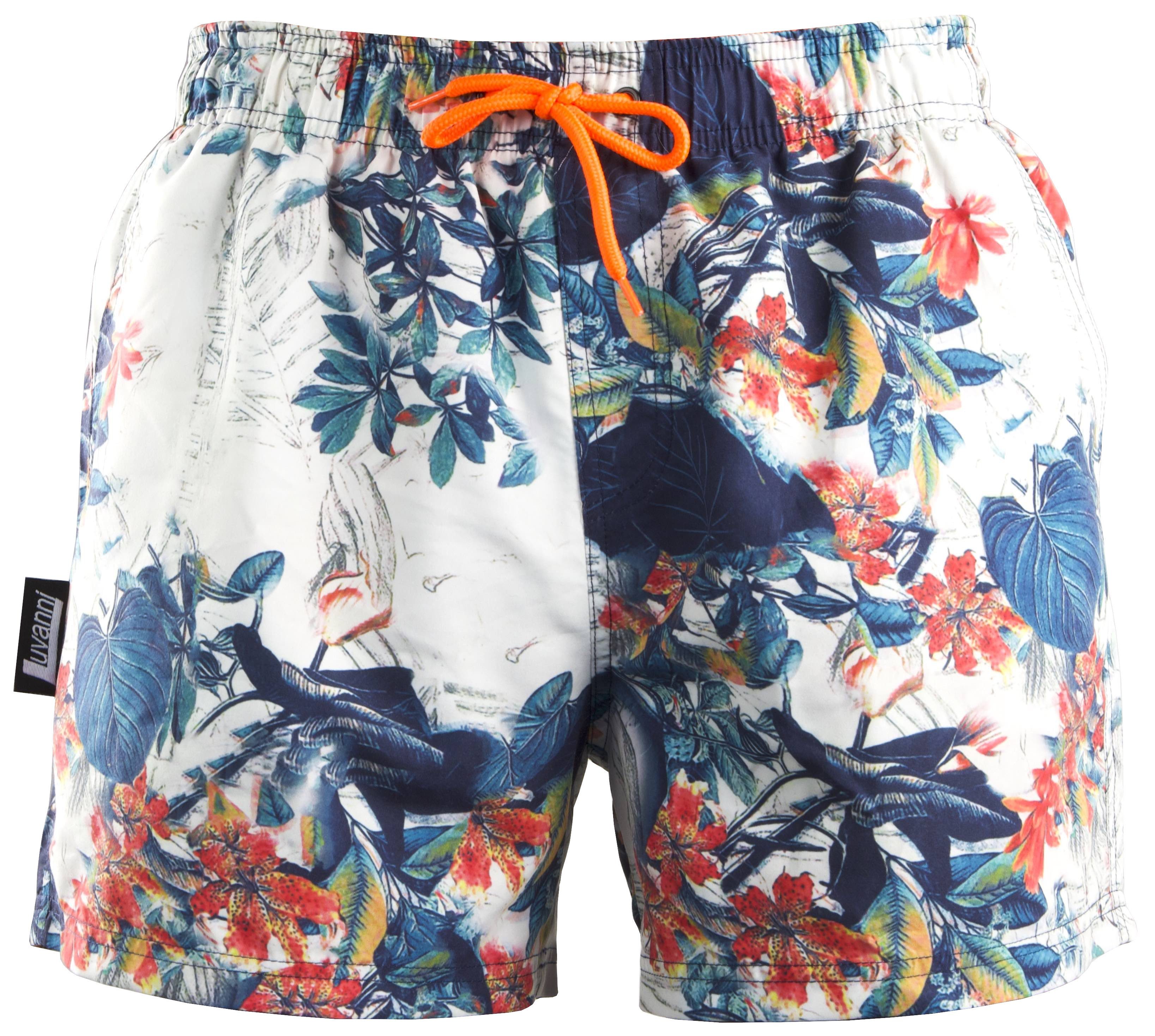 Luvanni Badehose Badehose Herren Schnelltrocknende Beachshorts Boardshorts Badeshorts Palmen Muster Schwimmhose Männer Shorts Hose Streifenmuster