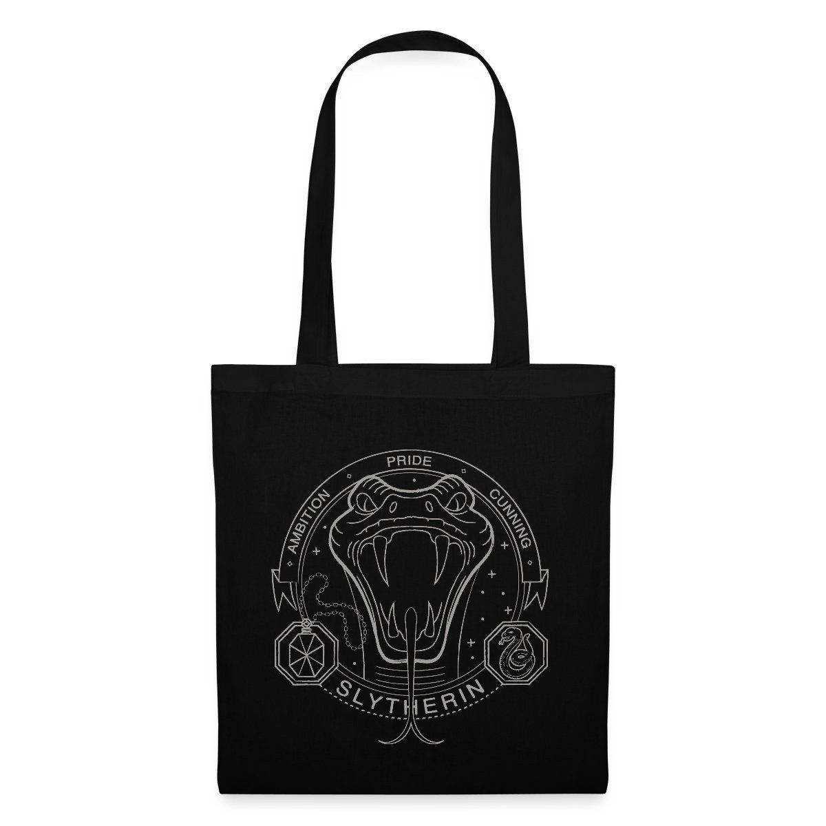 Spreadshirt Henkeltasche Harry Potter Slytherin Wappen Schlange Stoffbeutel (1-tlg)