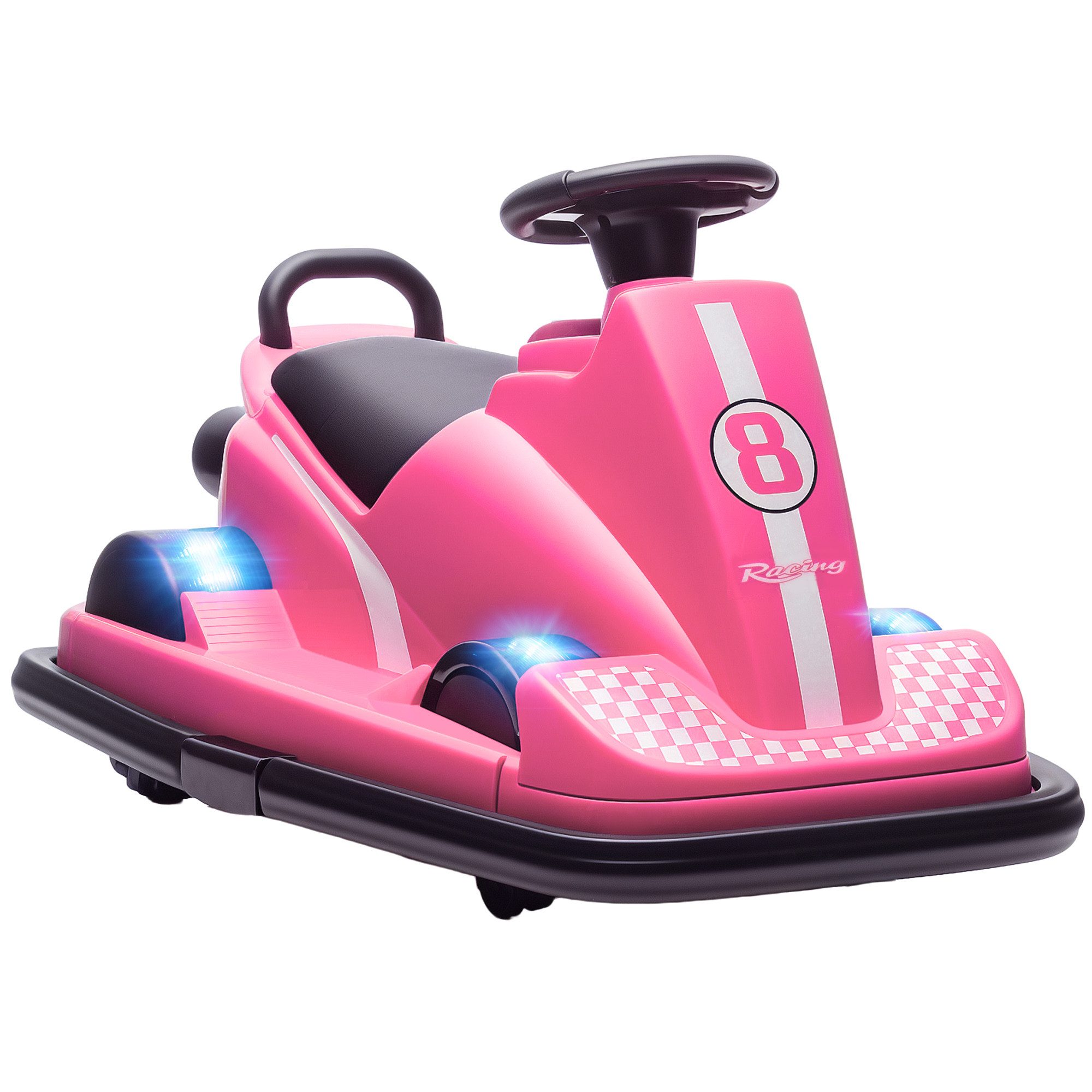 AIYAPLAY Elektro-Kinderauto Kinder Autoscooter, Bumper Car, 360° drehbar, Sanftstart, Belastbarkeit 30 kg, (1-tlg), Musikfunktion, 3-8 Jahre, Rosa