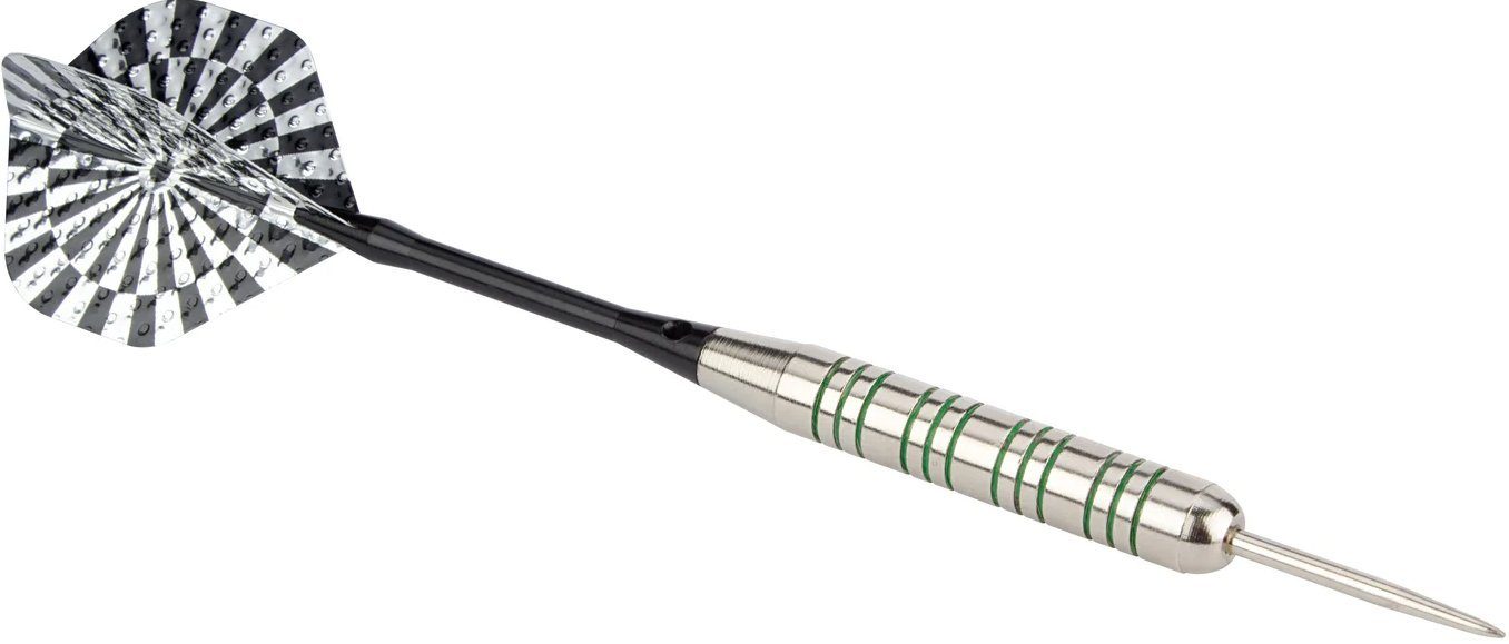 schwarz/weiß 21 Größen mit - 20 - versch. Stahlspitze Darts NICKEL/SILBER Dartpfeil 23 Dartpfeile Abbey