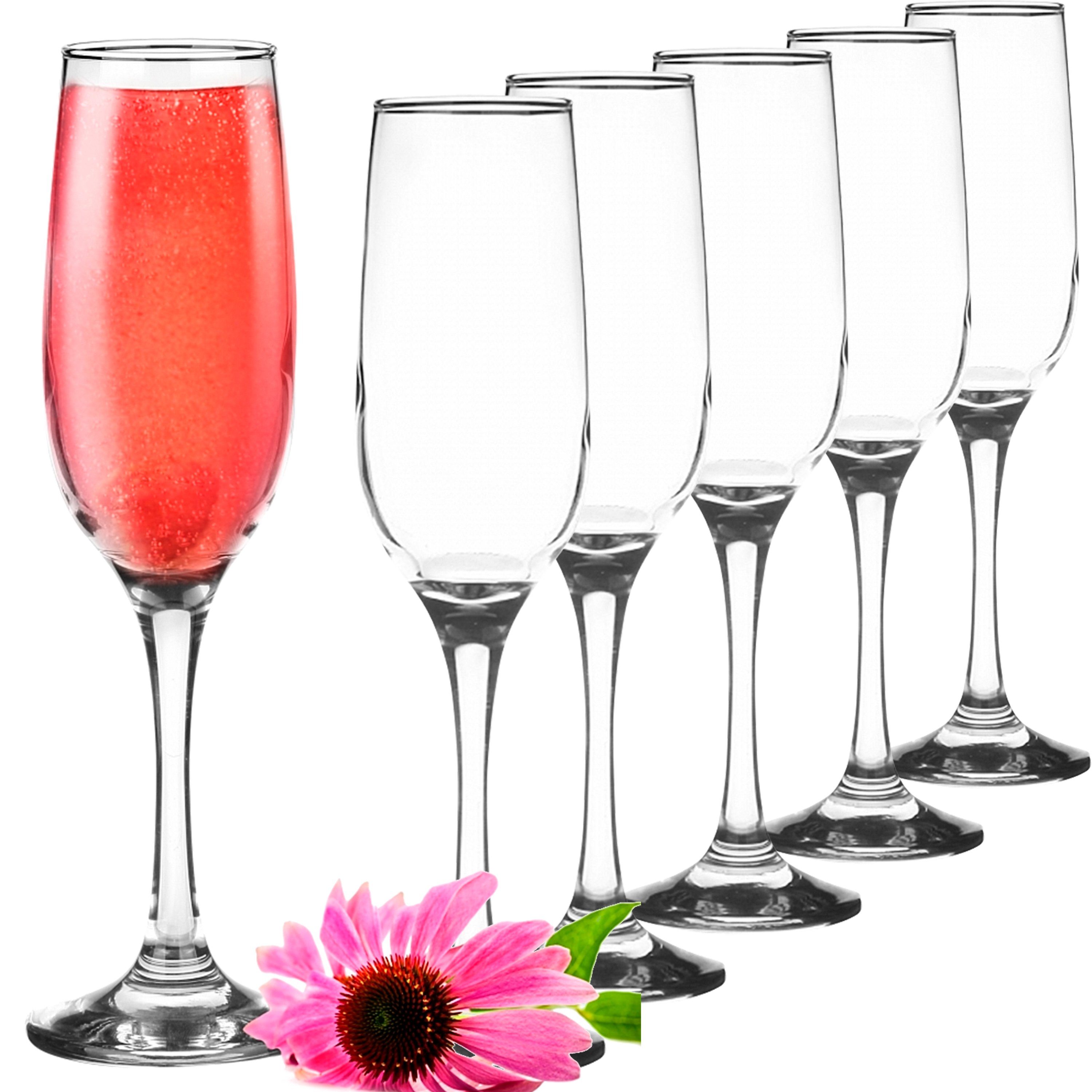 PLATINUX Sektglas Stabile Sektgläser 160ml, Glas, Champagnergläser (max. 210ml) Prosecco Gläser Sektkelche Sektglas