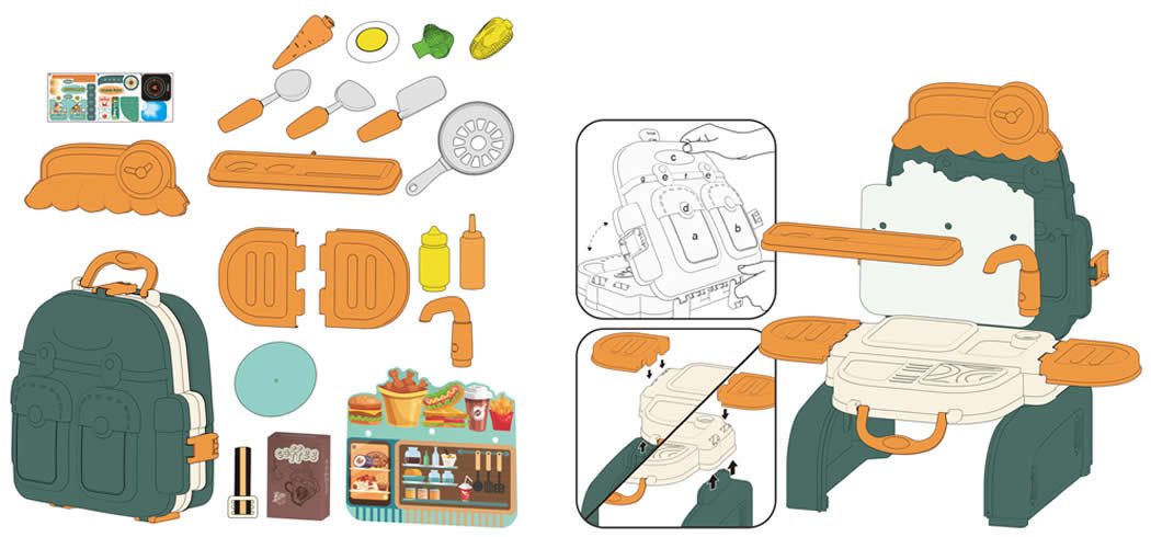 Diakakis Spielküche Rucksack 3in1 21-tlg. Koch-/Küchen Spielset