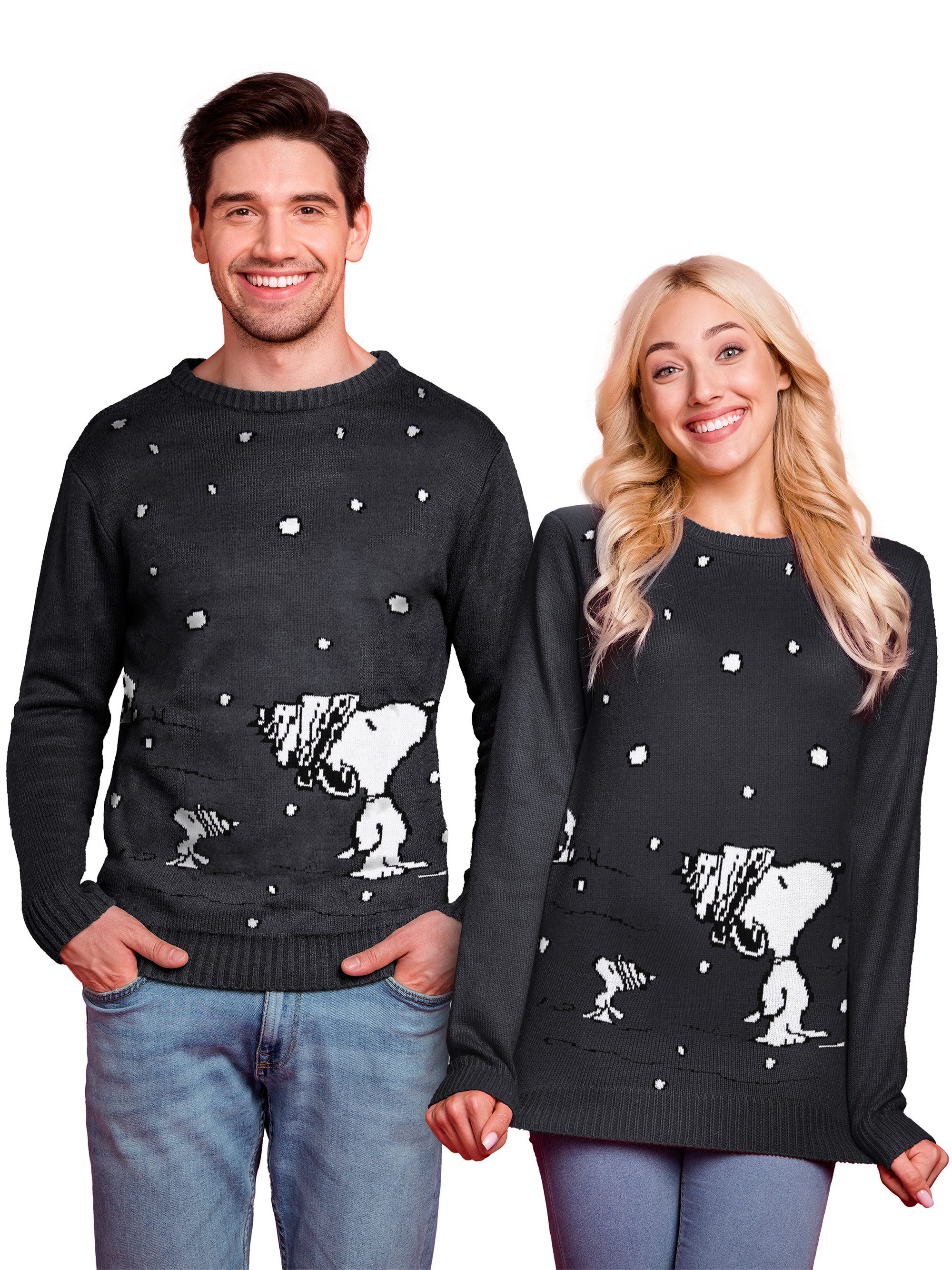 Strickpullover The Peanuts Winterpullover- Ugly Sweater Unisex Grau