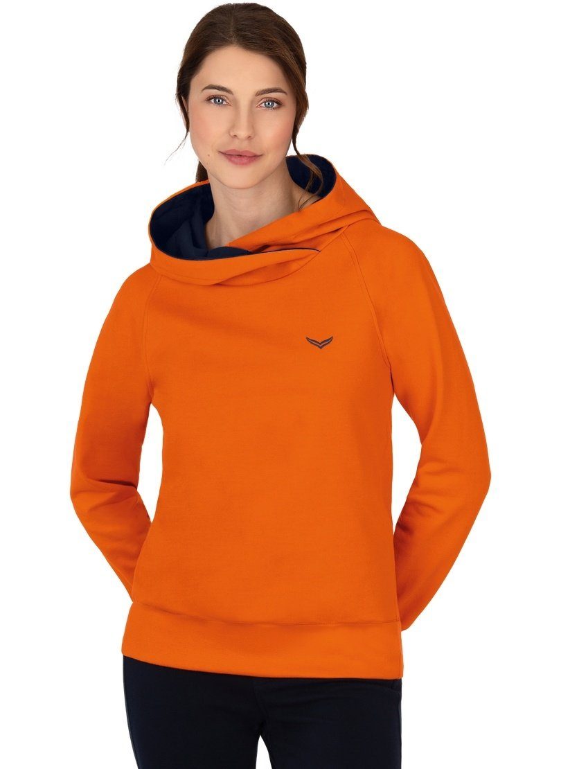 Trigema Sweatshirt TRIGEMA Modischer Hoodie aus Biobaumwolle (kbA) mandarine-C2C
