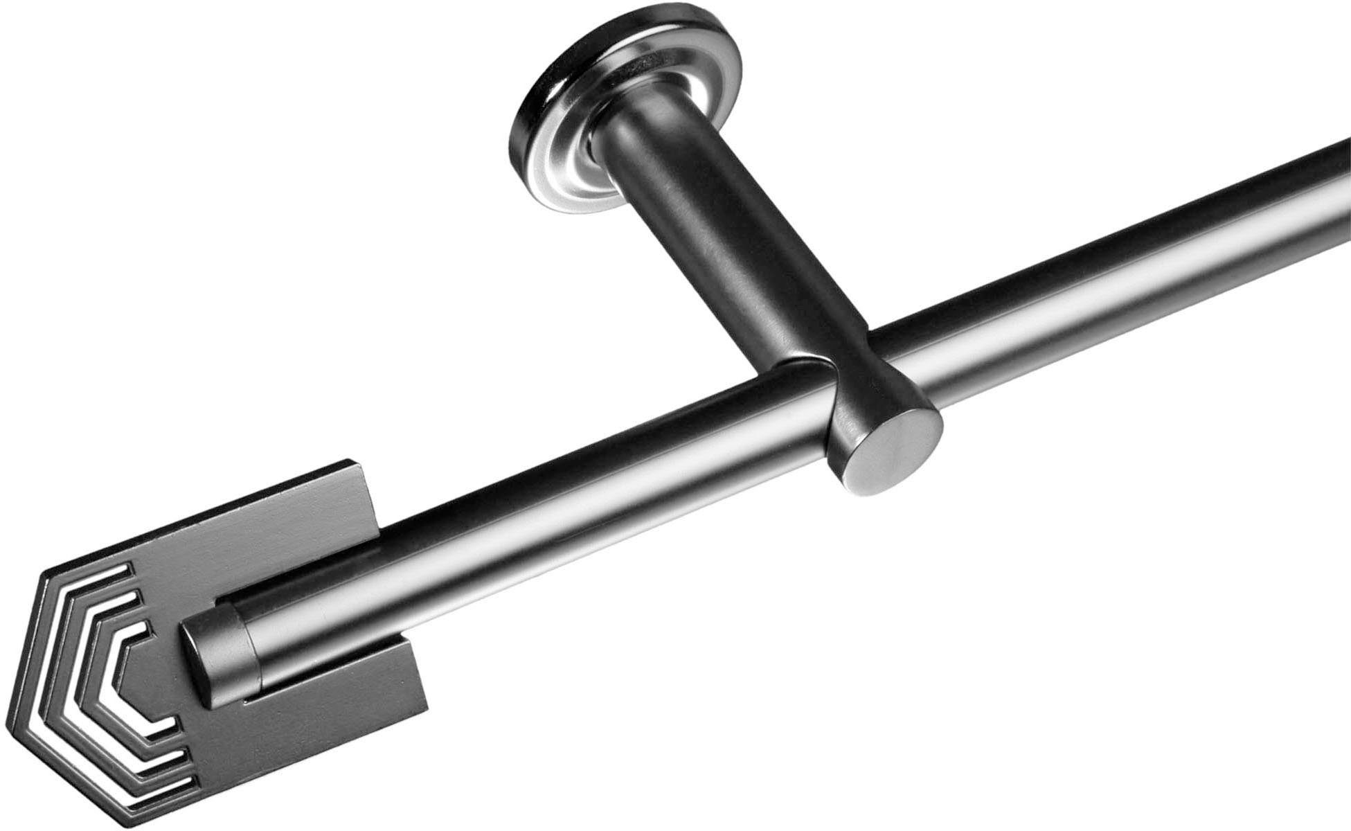 Liedeco Gardinenstange Stilgarnitur, Komplettgarnitur 16 mm Mars, Ø 16 mm, 1-läufig, Fixmaß, verschraubt, Metall, Gardinenstange Komplett