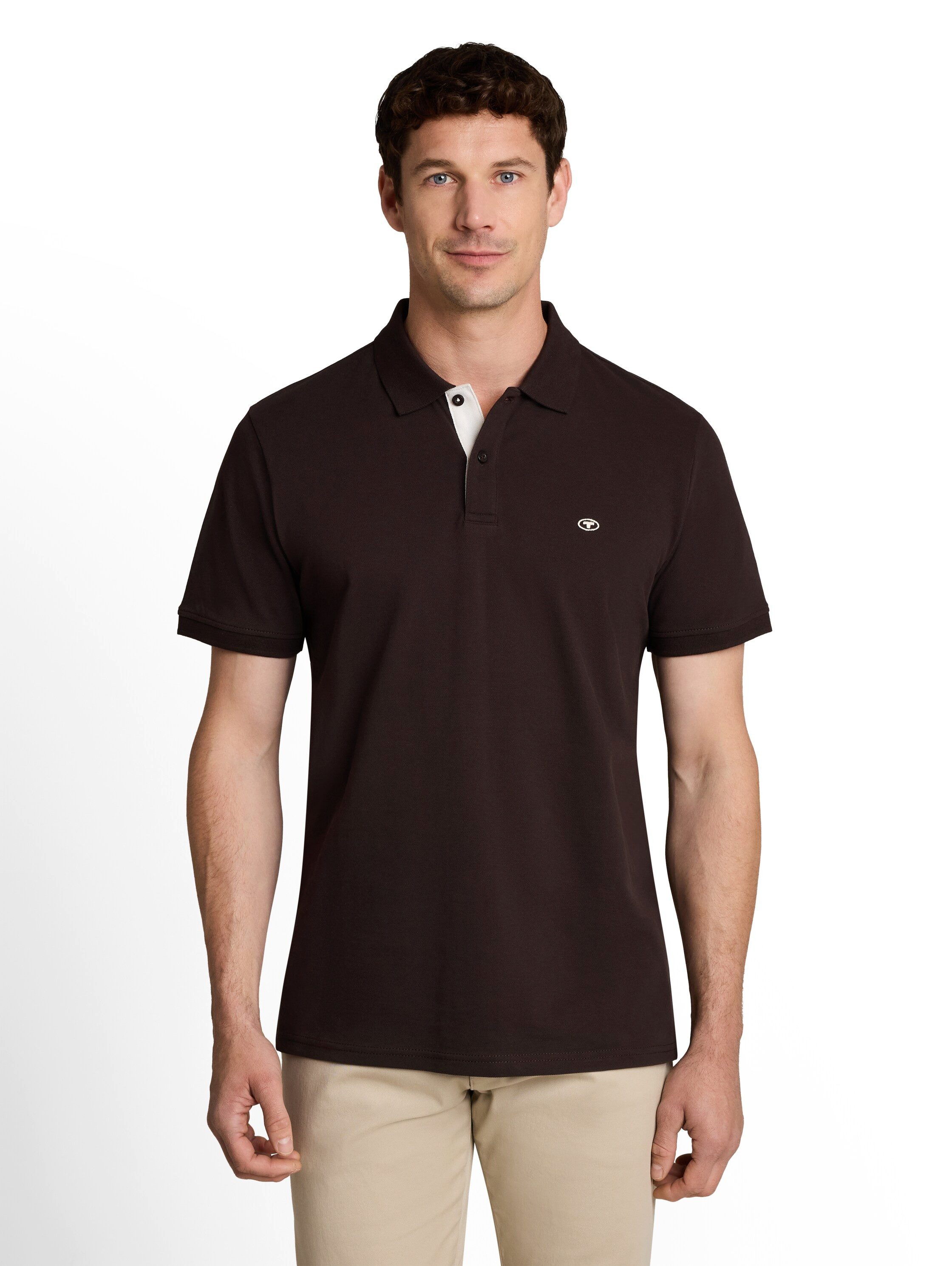 TOM TAILOR Poloshirt mit Knopfleiste und Logo