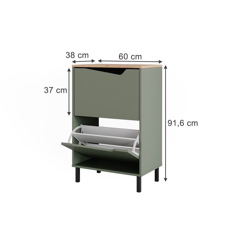 Vicco Schuhkipper Marelle, Grün/Artisan, 60 x 91.6 cm mit 2 Fächern (1 St)