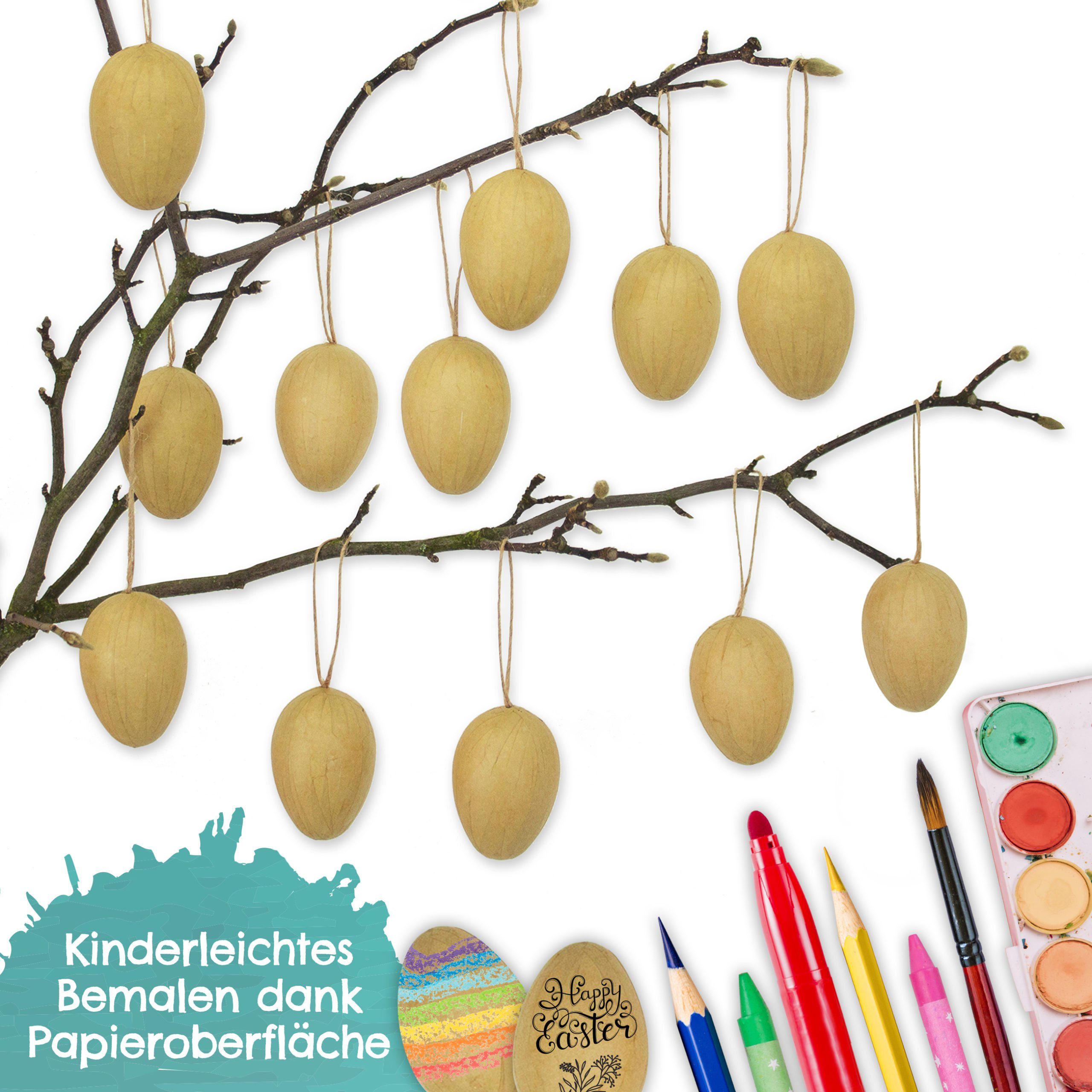PAPIERDRACHEN Hängedekoration 12 Pappmaché Ostereier