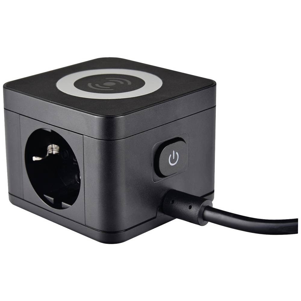 as - Schwabe as - Schwabe Steckdosentower 2-Fach, 230V/16A, QI-Wireless 18220 Steckdosenleiste, mit USB-Ladeausgang, mit QI-Ladefunktion