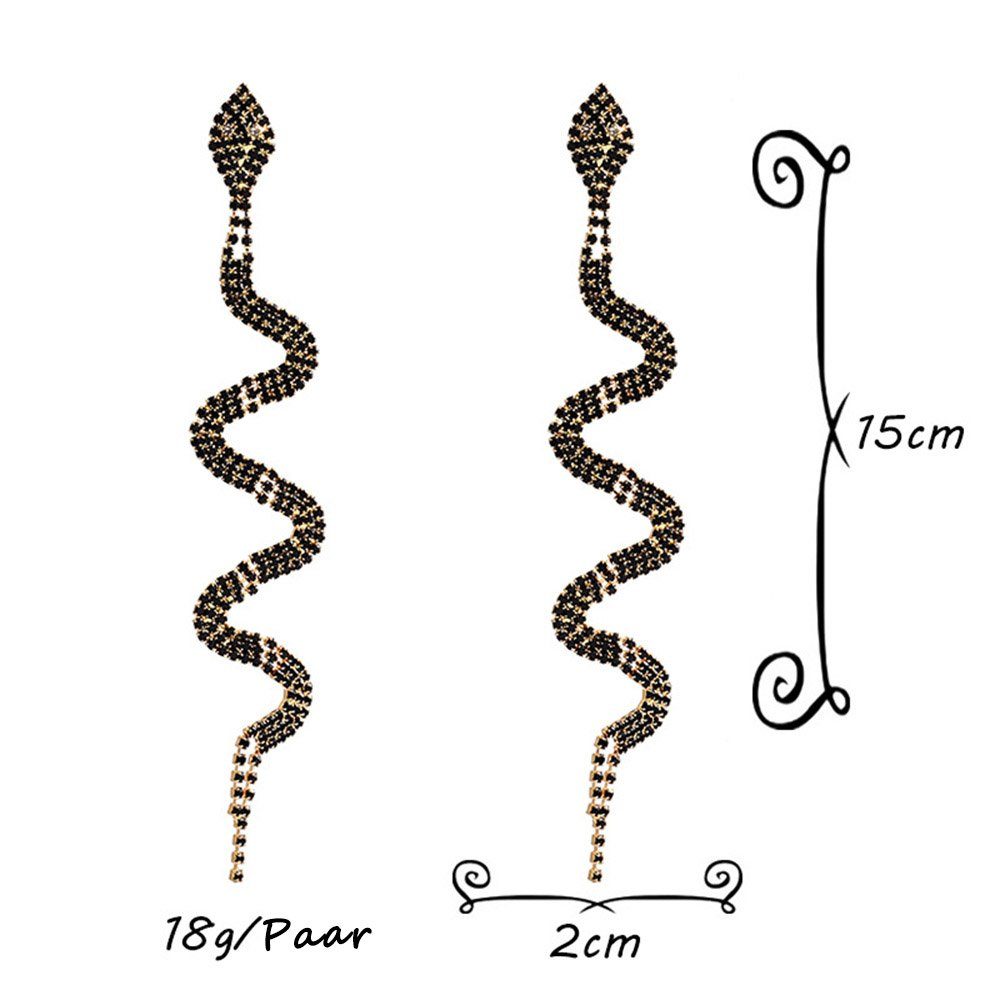 Ohrhänger Paar Schlangenohrringe, Ohrringe Paar Bunt mit Dekorative Strasssteinen