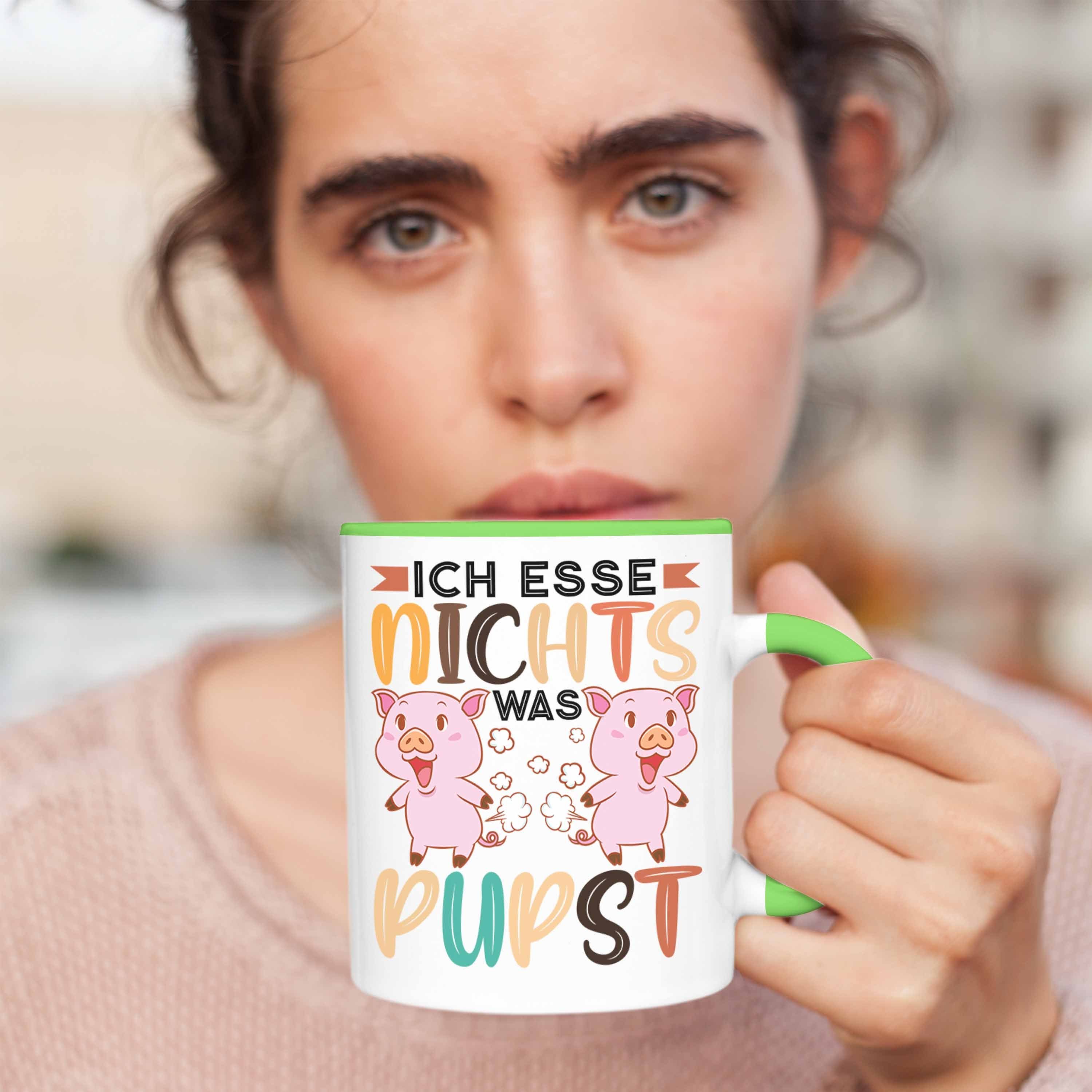 Pupst Trendation Geschenkidee Tasse Geschenk Spruch Grün Nichts Lustiger Ich Vegan Vegane - Veganer Spruch Veganerin Tasse Was Trendation Lebensweise Esse