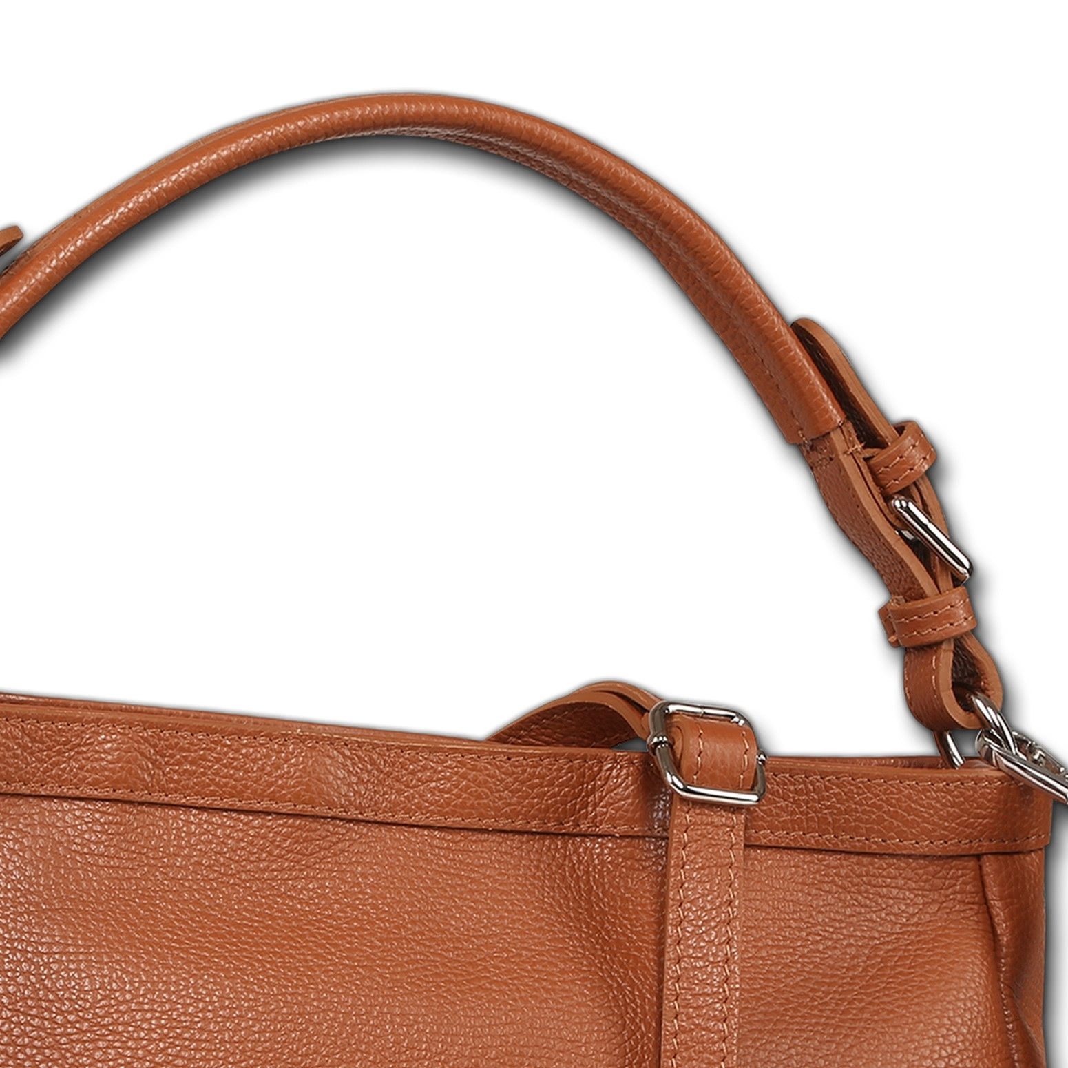 Toscanto Schultertasche Toscanto Damen Schultertasche Leder (Schultertasche), Damen Leder Schultertasche, hellbraun ca. 38cm