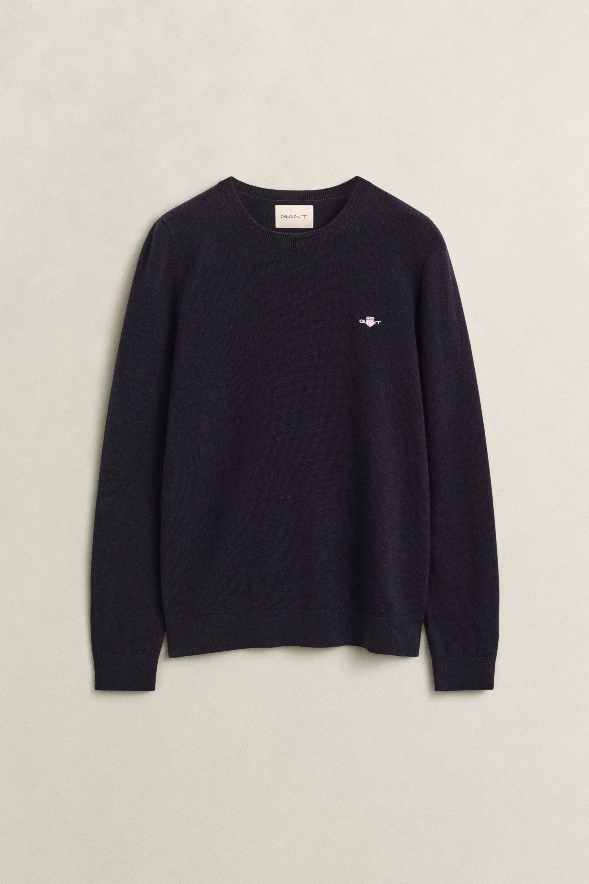 Gant Rundhalspullover WOOL COTTON C-NECK aus Wolle und Baumwolle