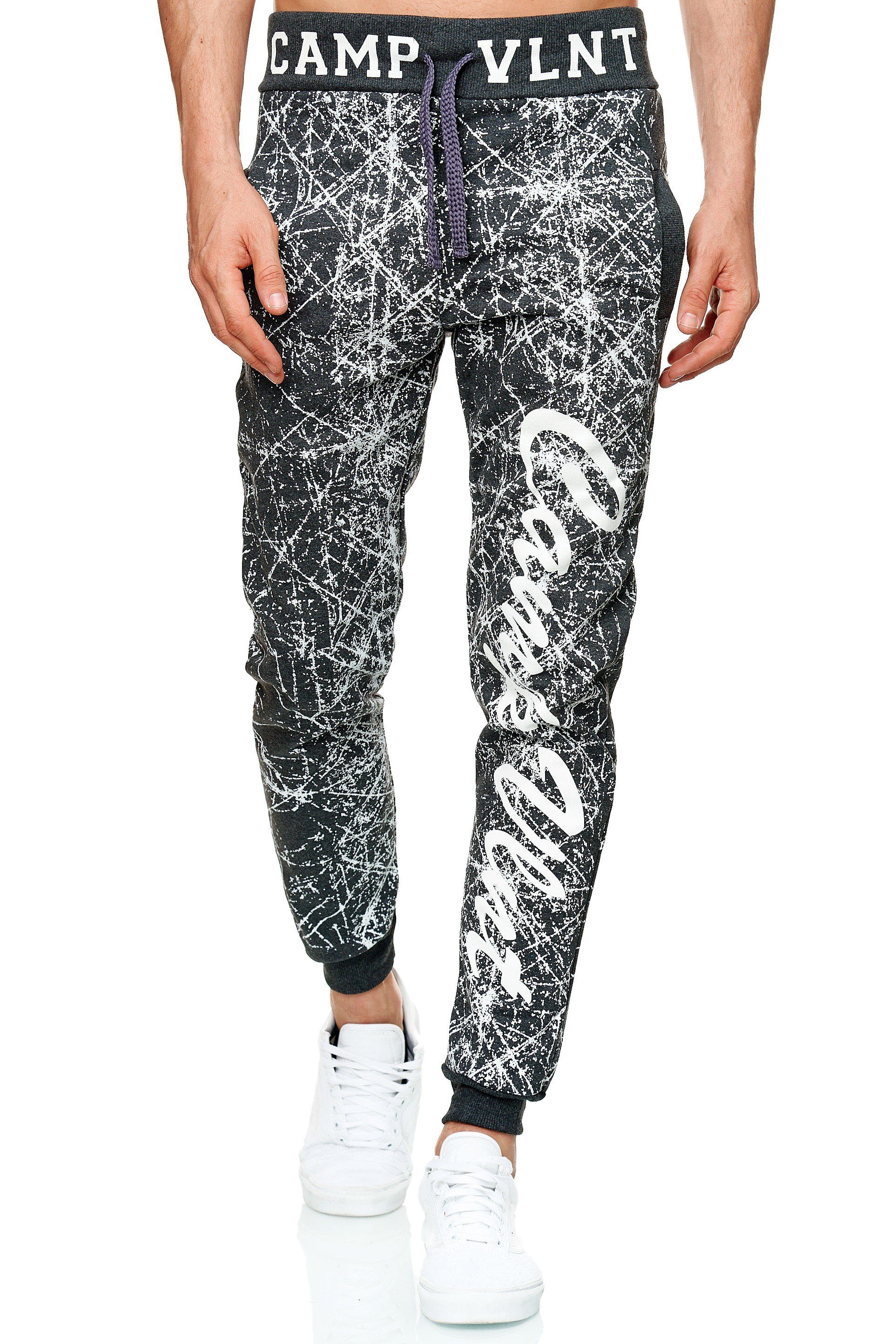 Fitness Jogginghose, L.gonline Anthrazit Freizeit hochwe Trainingshose, 1-tlg) Casual Herren Jogginghose Design, (Sweatpants, Zebra Sporthose,